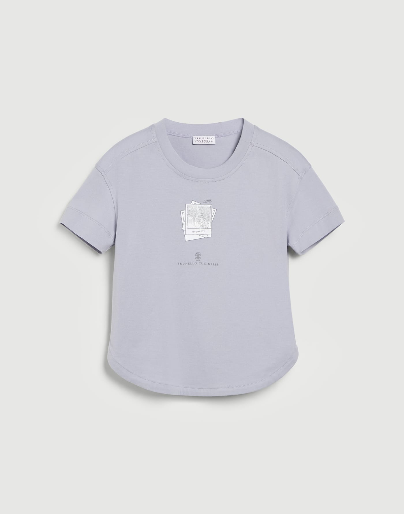印花 T 恤 薰衣草色 女童 - Brunello Cucinelli