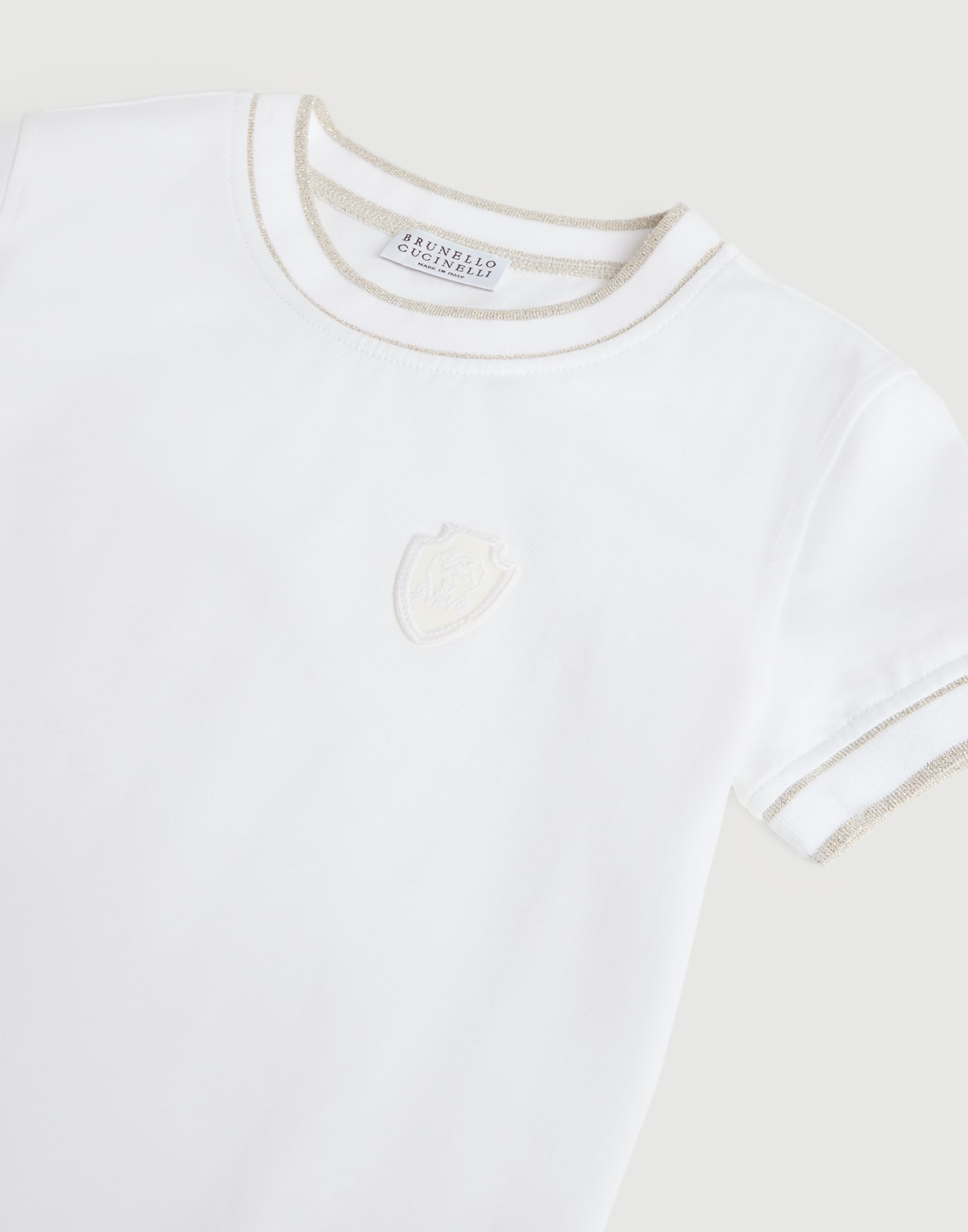 T-shirt in jersey con logo Bianco Bambina - Brunello Cucinelli