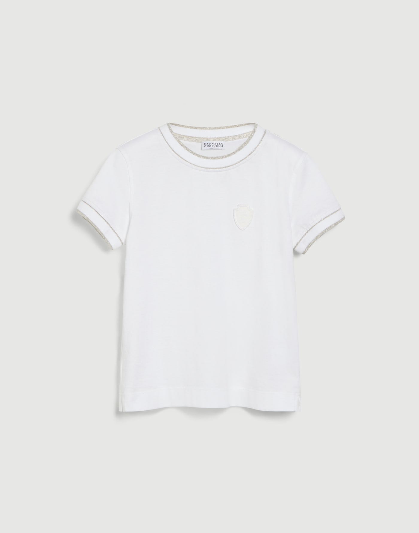 T-shirt in jersey con logo Bianco Bambina - Brunello Cucinelli