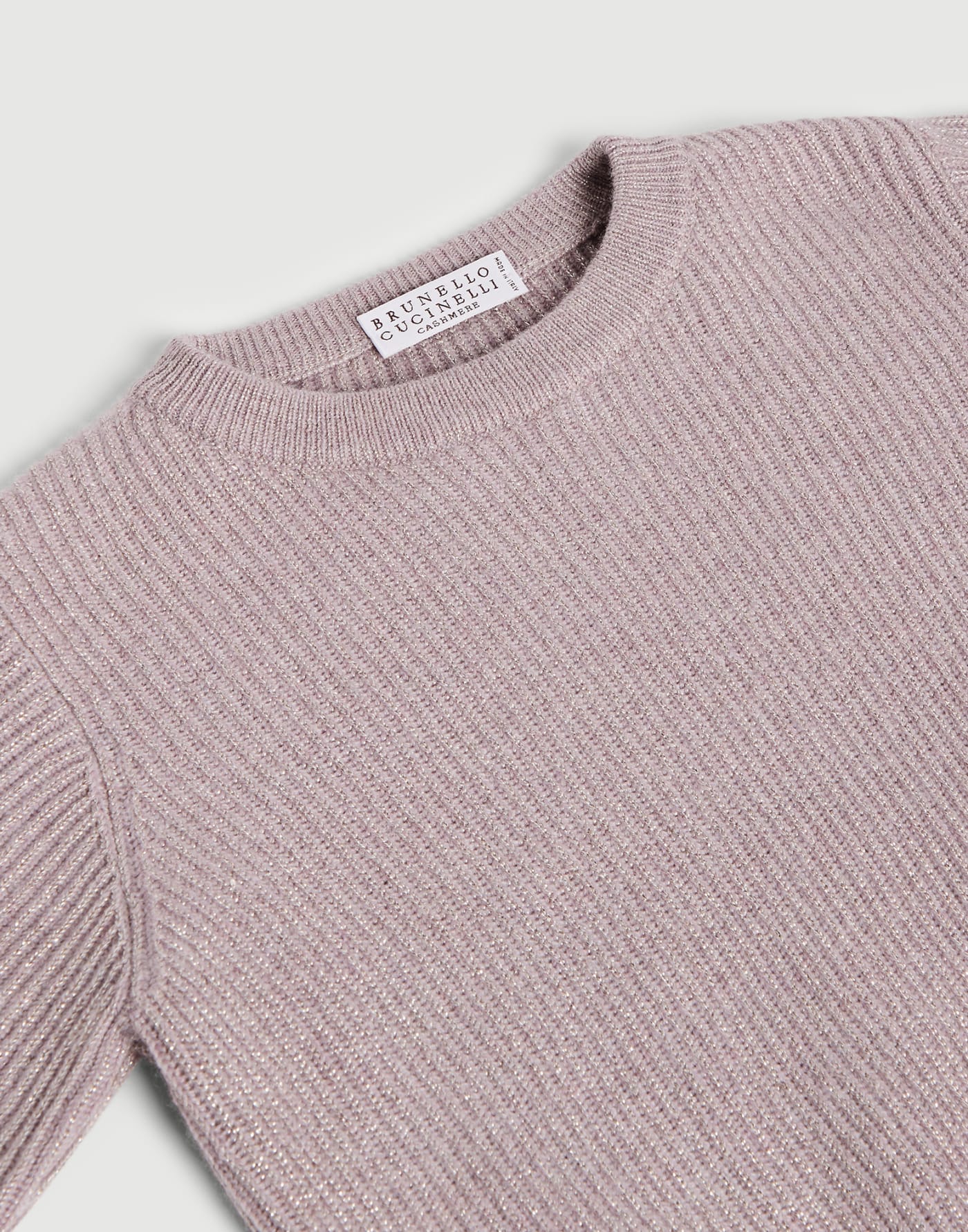 Cashmere English rib sweater Mauve Girls - Brunello Cucinelli