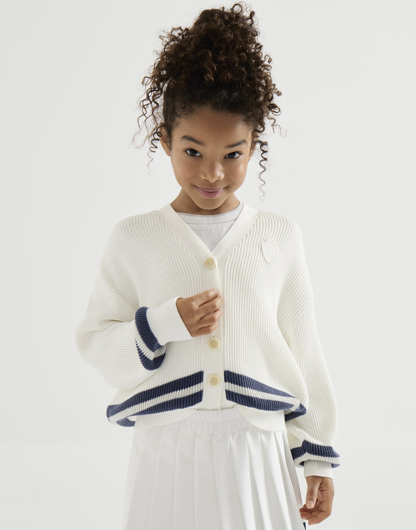 English rib knit cardigan Panama Girls - Brunello Cucinelli