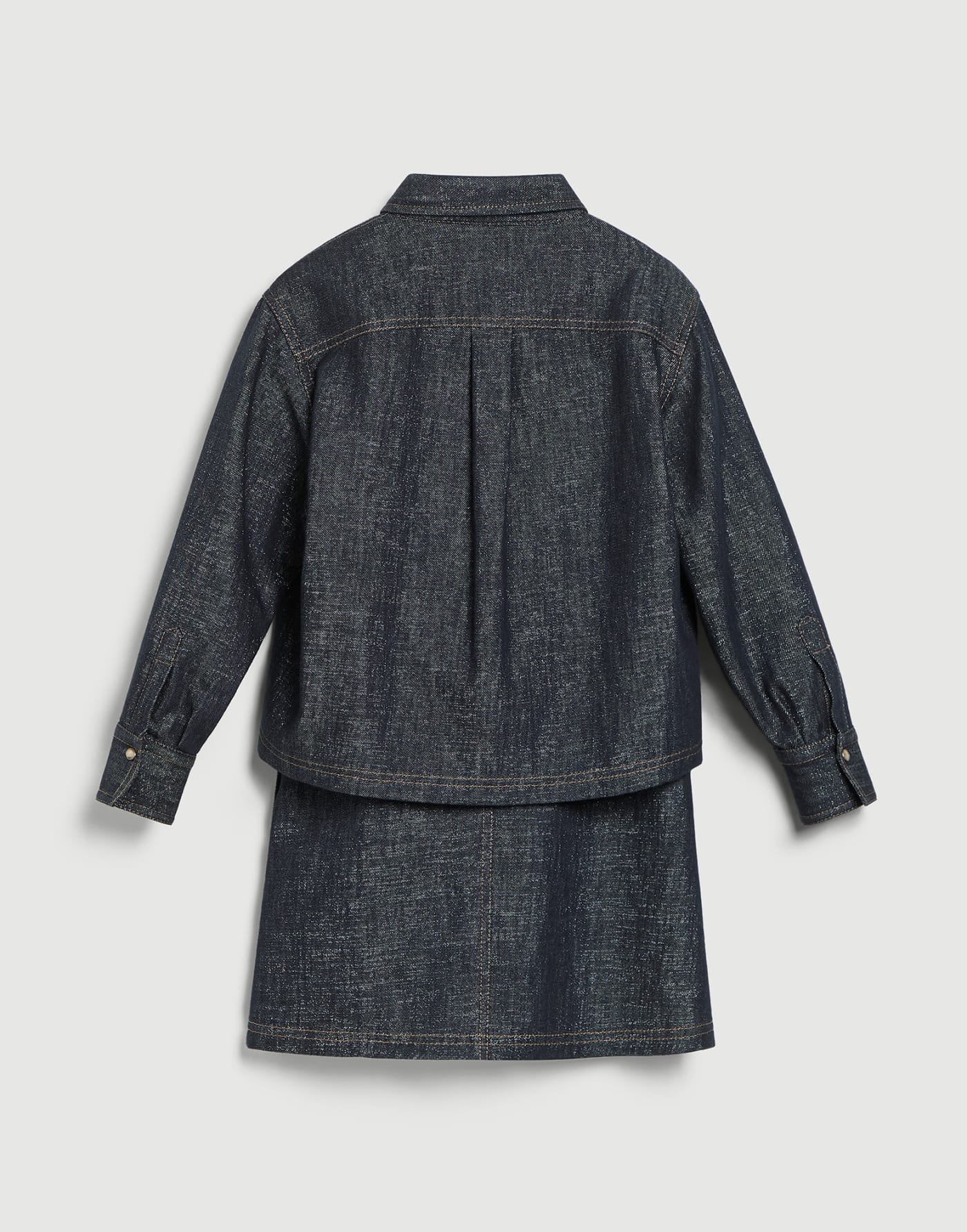 Sparkling no-fade denim dress set Dark Denim Girls - Brunello Cucinelli