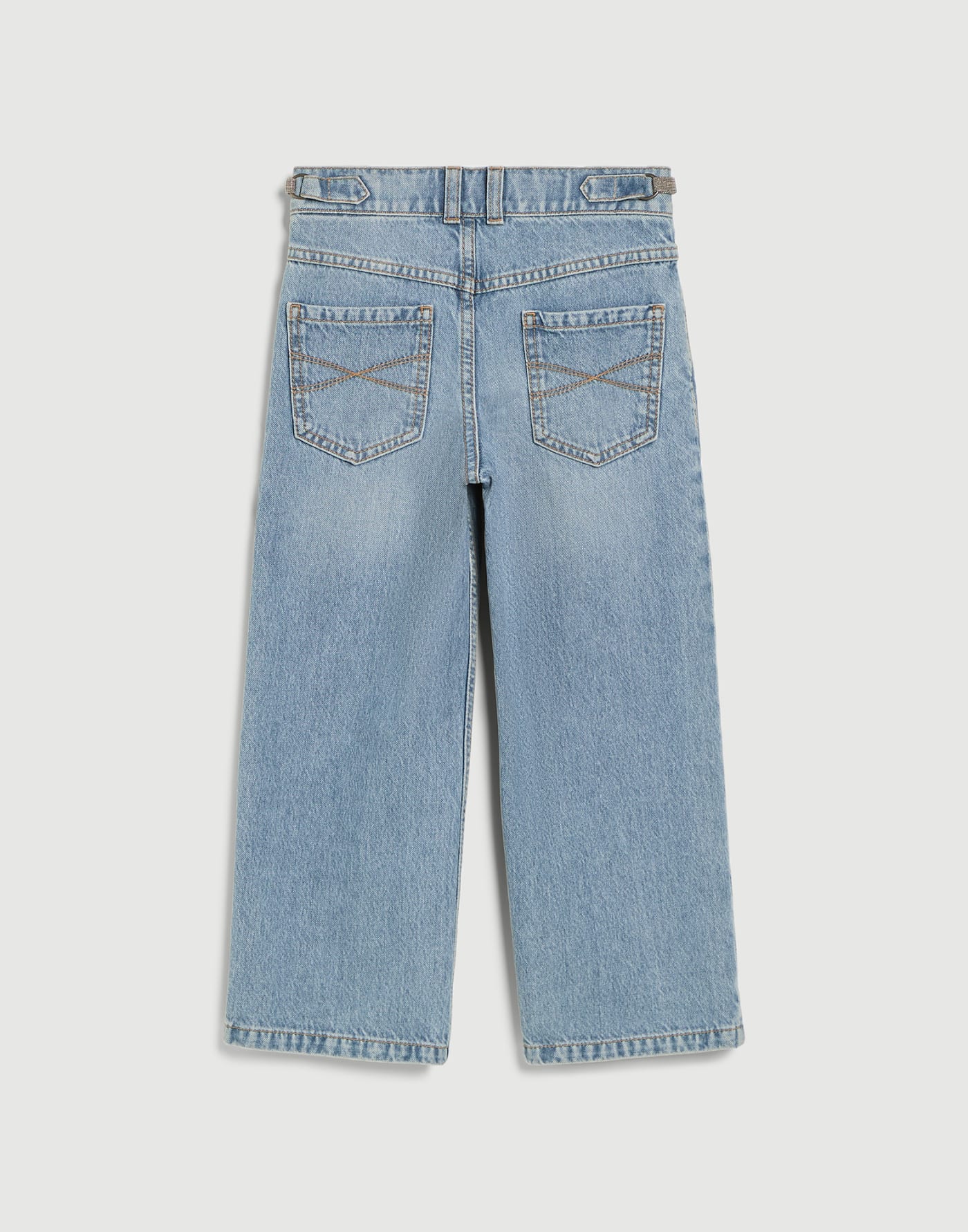 Denim trousers with monili Light Denim Girls - Brunello Cucinelli