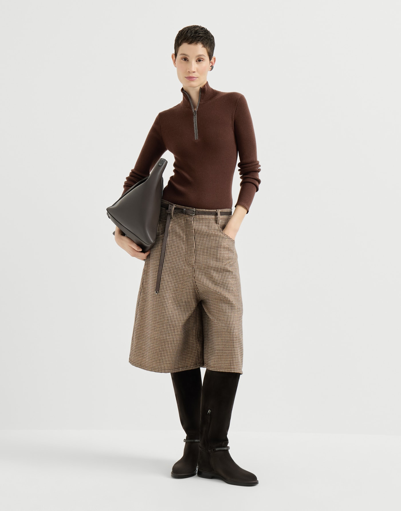Virgin wool and cashmere sweater Brown Woman - Brunello Cucinelli