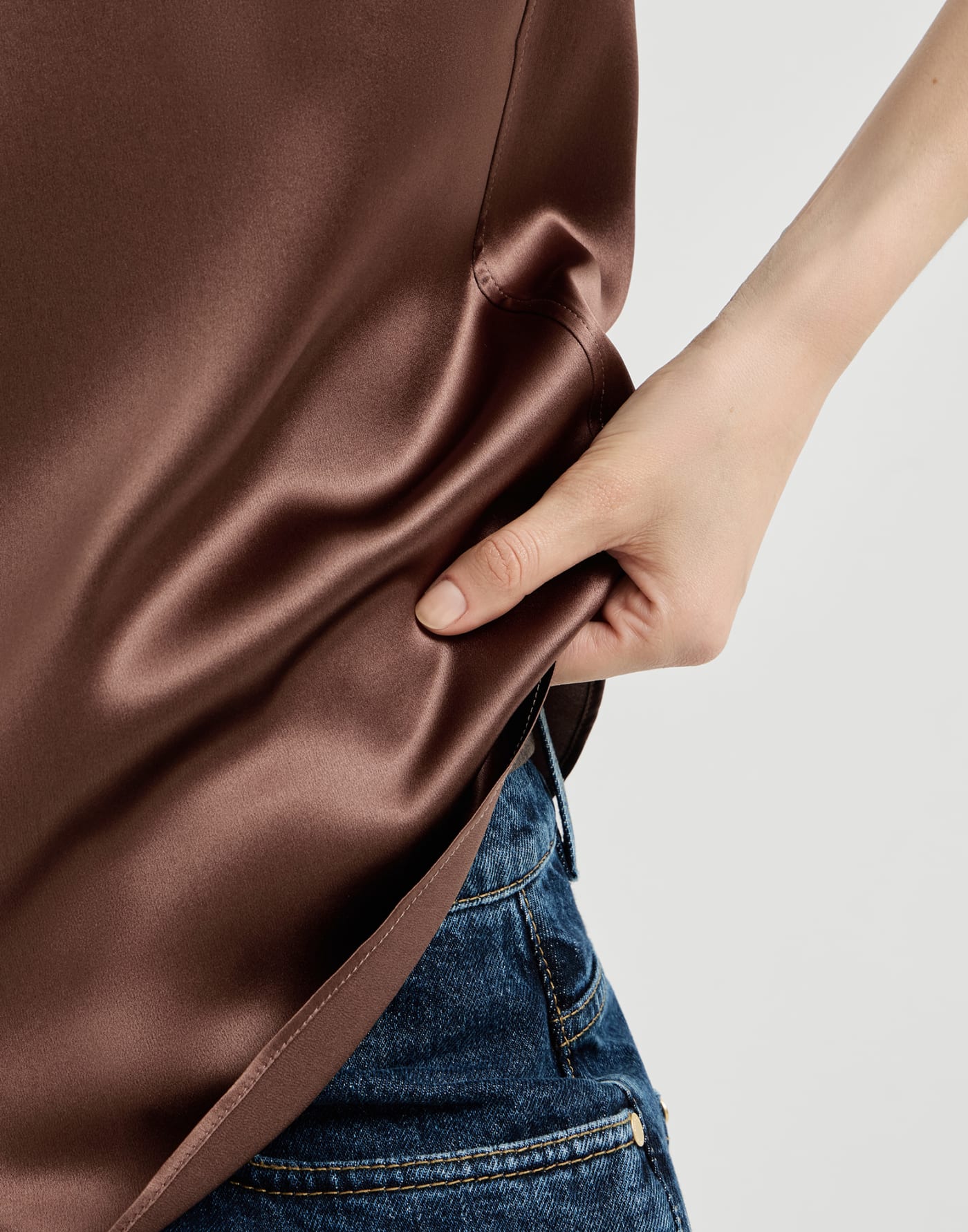 Stretch silk satin camisole Brown Woman - Brunello Cucinelli