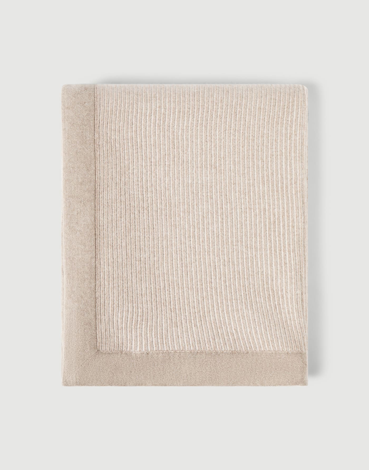 Coperta in cashmere con bordo in contrasto Nocciola Lifestyle - Brunello Cucinelli