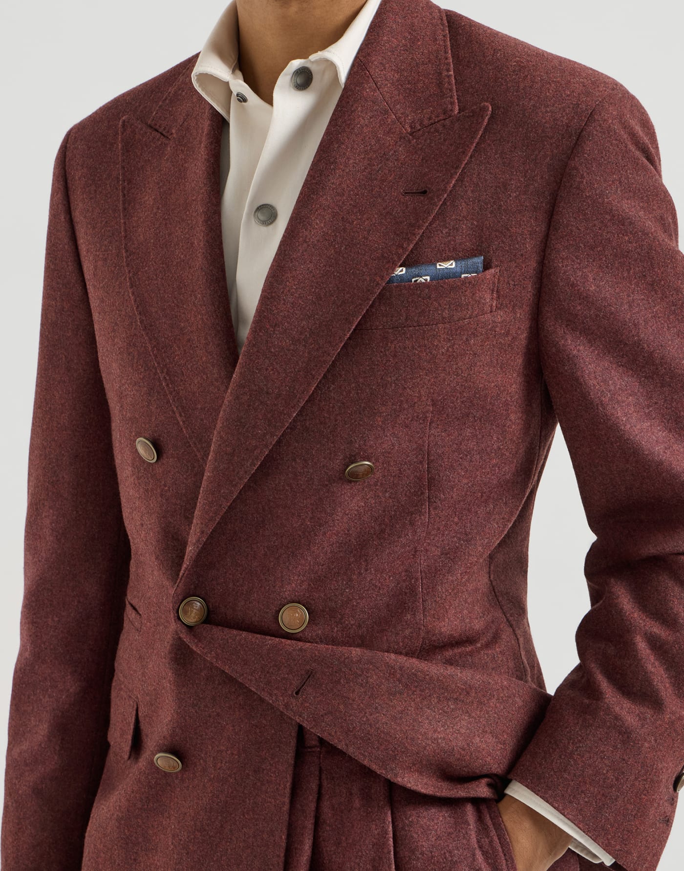 Giacca Tailor Cavallo in flanella Lava Uomo - Brunello Cucinelli