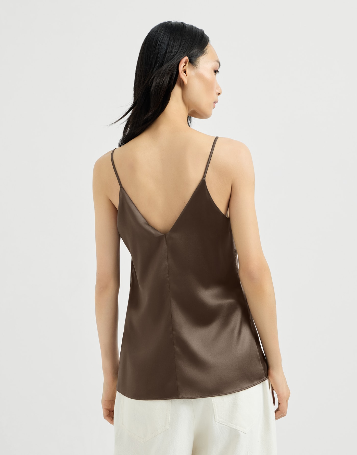 Stretch silk satin camisole Brown Woman - Brunello Cucinelli