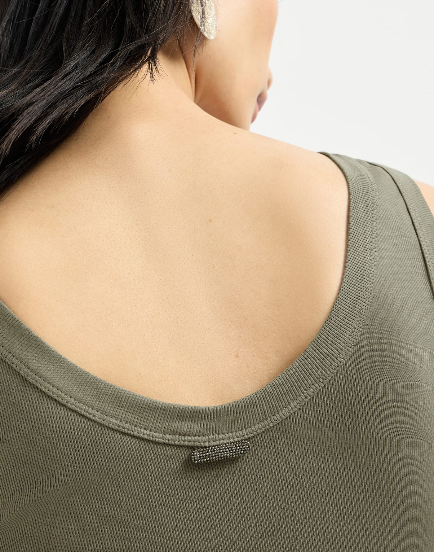 Ribbed jersey top with monili Origano Woman - Brunello Cucinelli