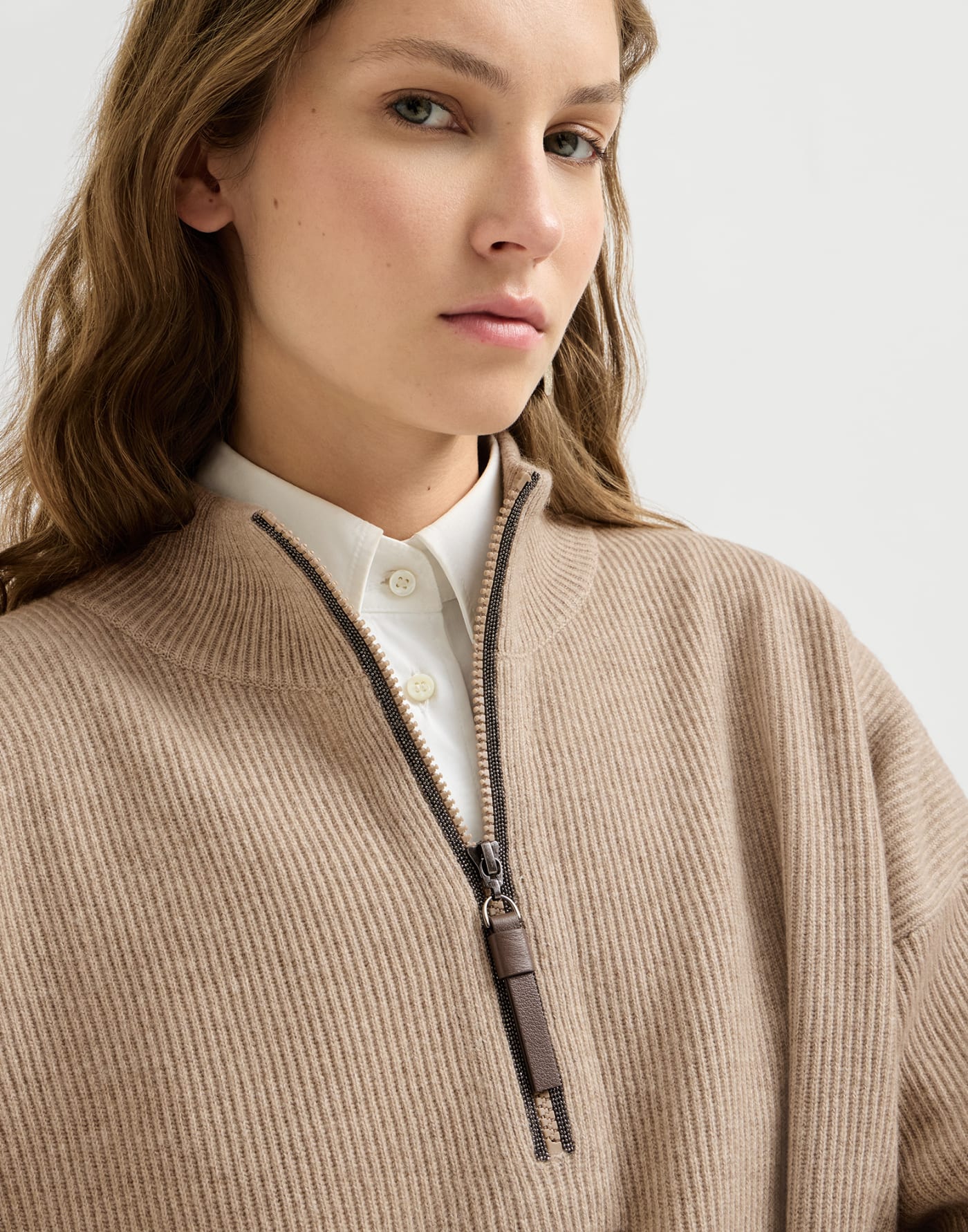 Rib knit dress Beige Woman - Brunello Cucinelli