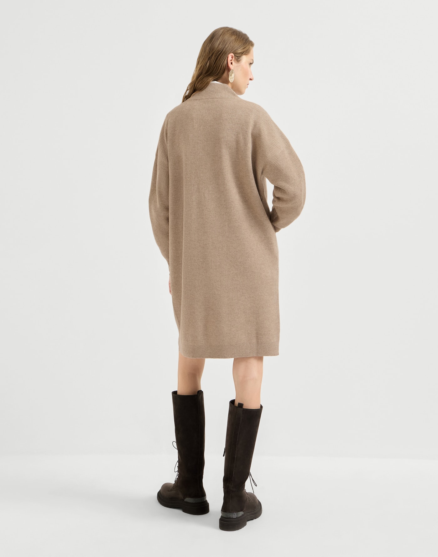 Rib knit dress Beige Woman - Brunello Cucinelli