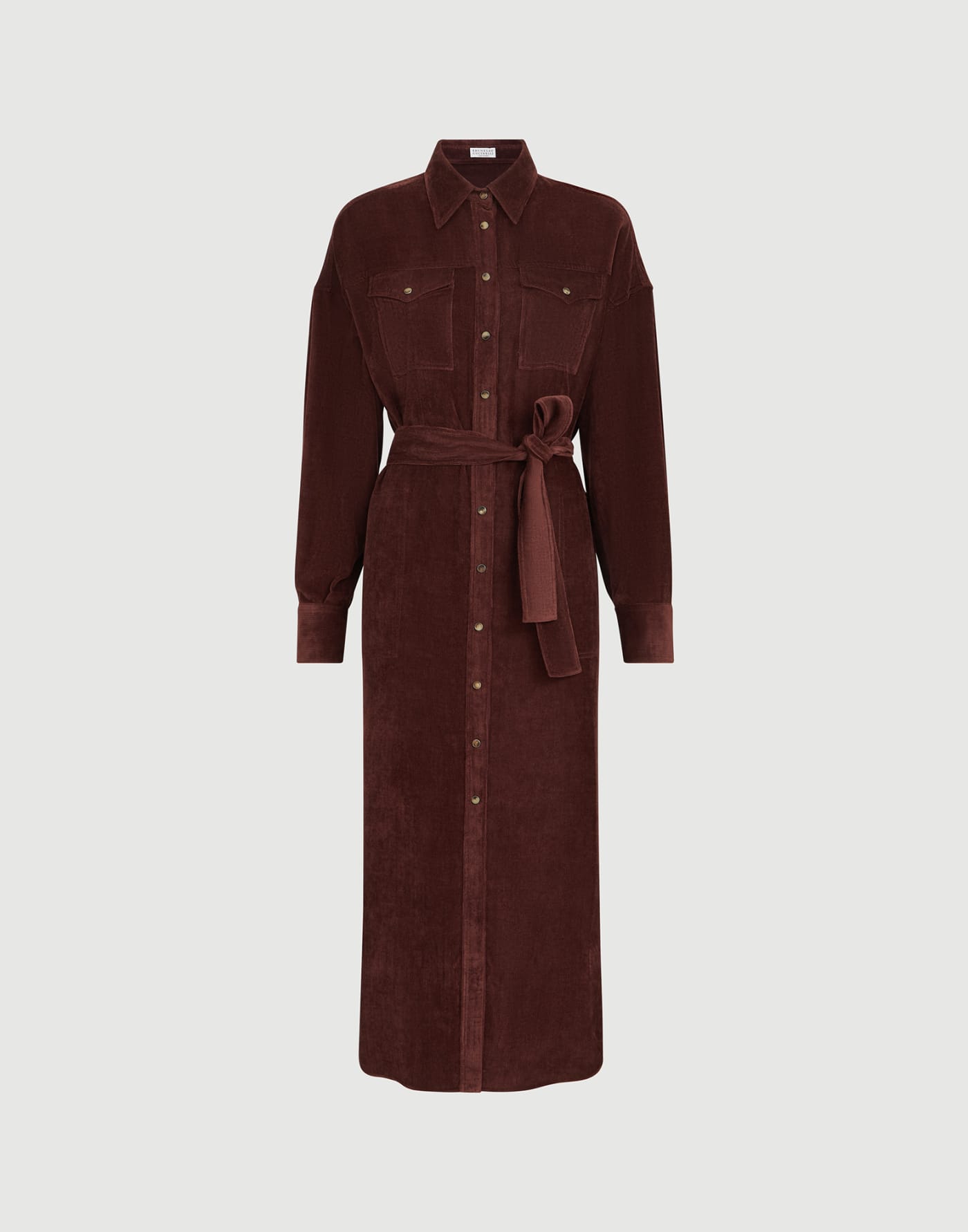 Fluid Corduroy shirt dress Wine Woman - Brunello Cucinelli