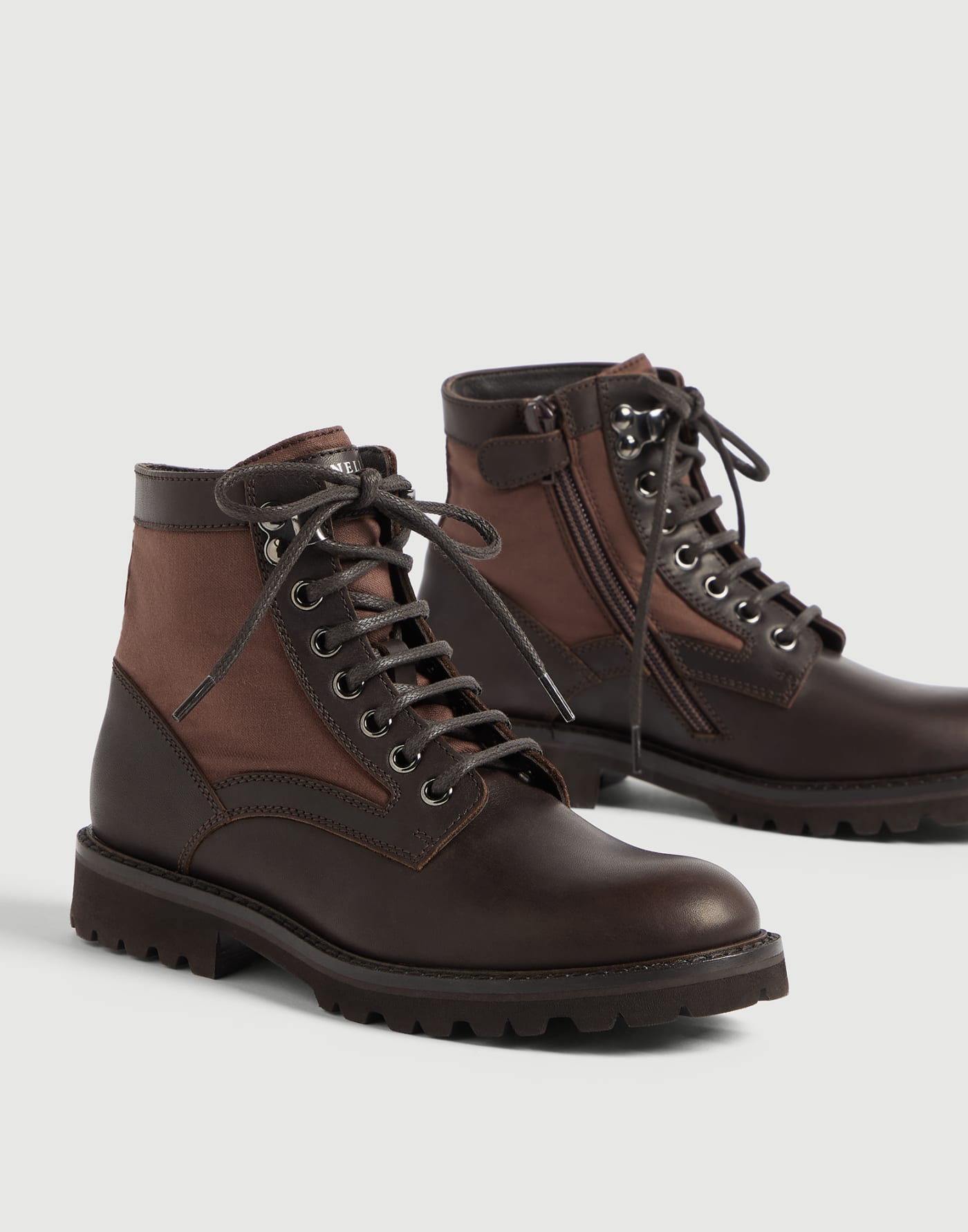 Boot in vitello e cotone techno cerato Testa di Moro Bambino - Brunello Cucinelli