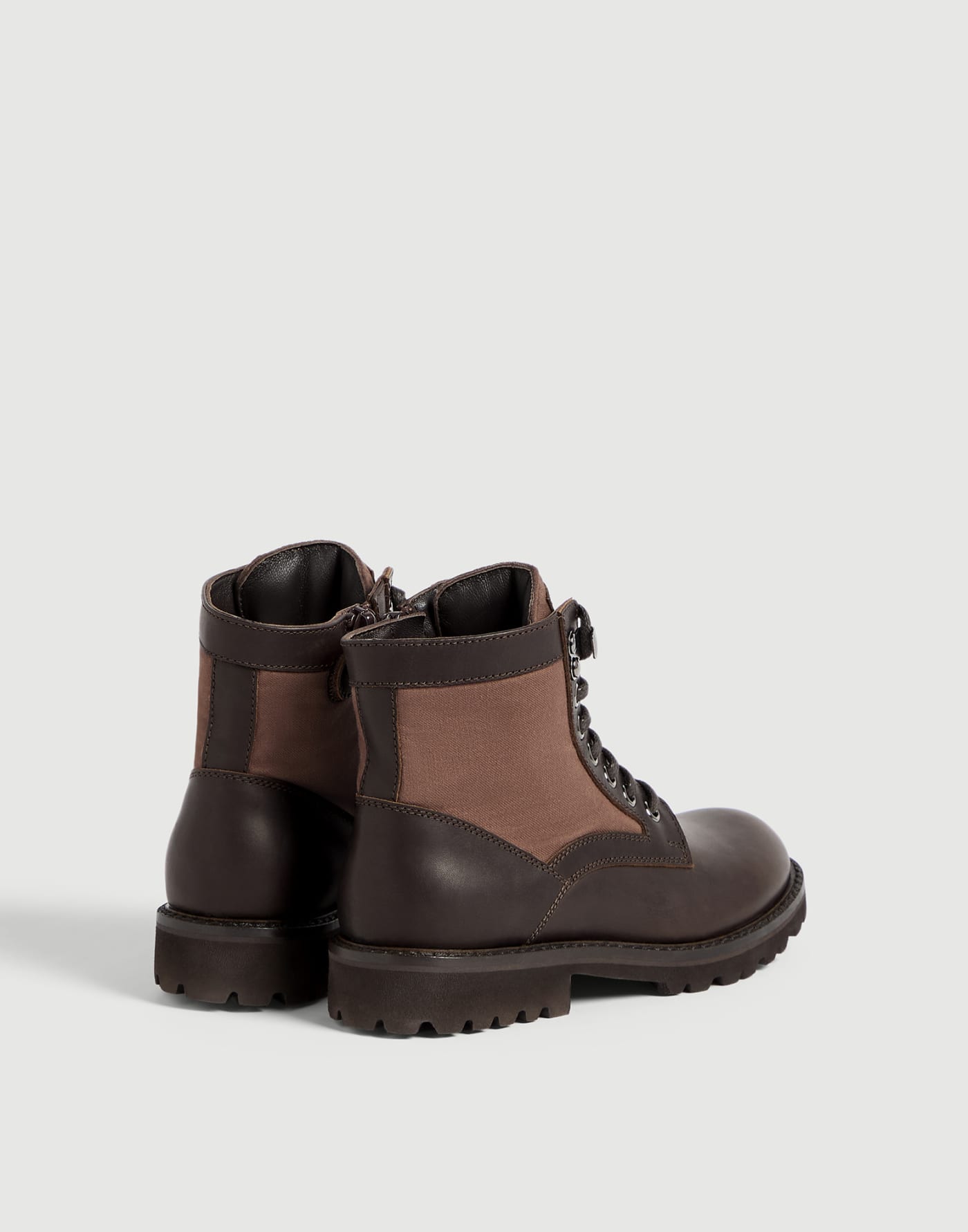 Boot in vitello e cotone techno cerato Testa di Moro Bambino - Brunello Cucinelli