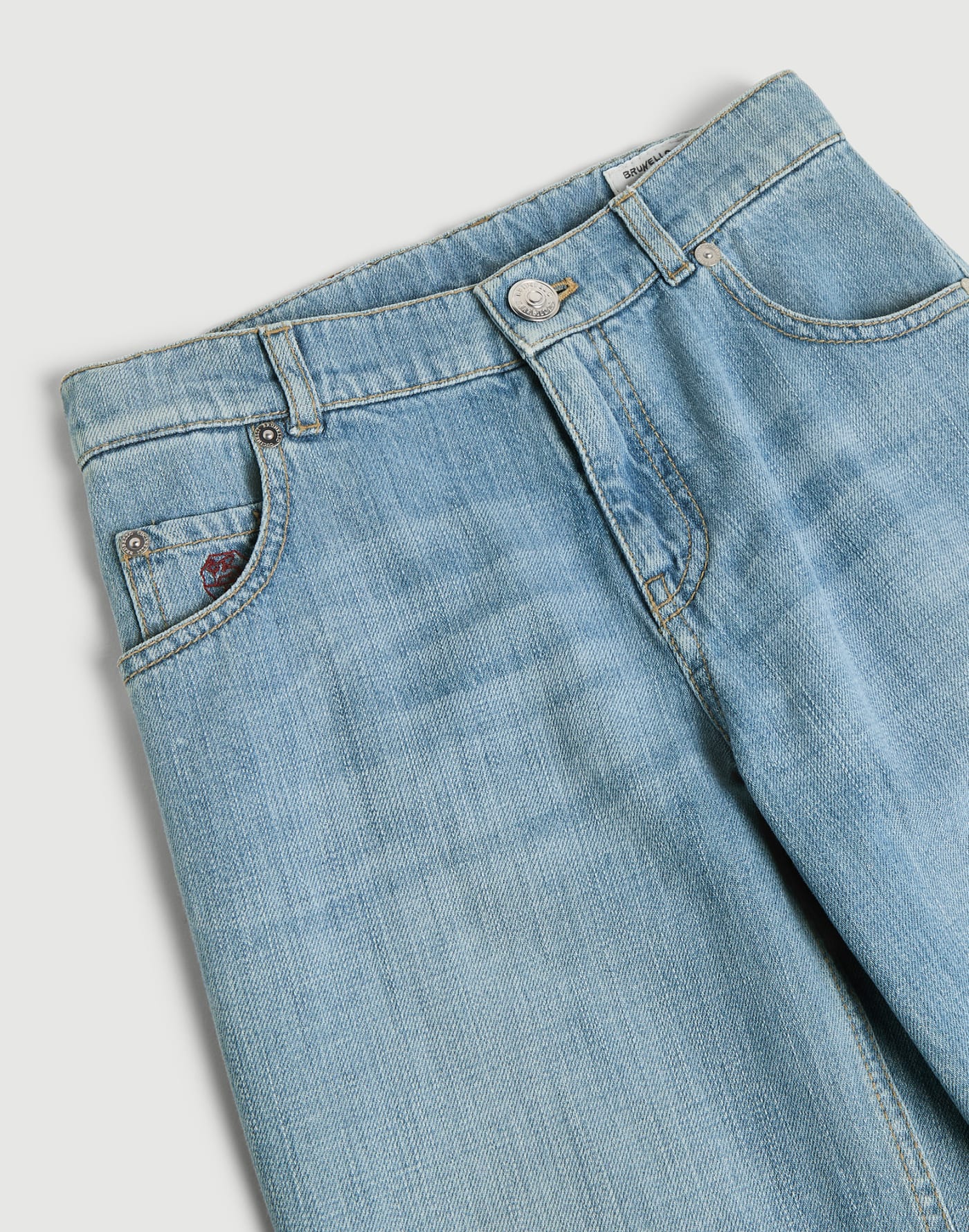 Pantalone Baggy in denim leggero Denim Chiaro Bambino - Brunello Cucinelli