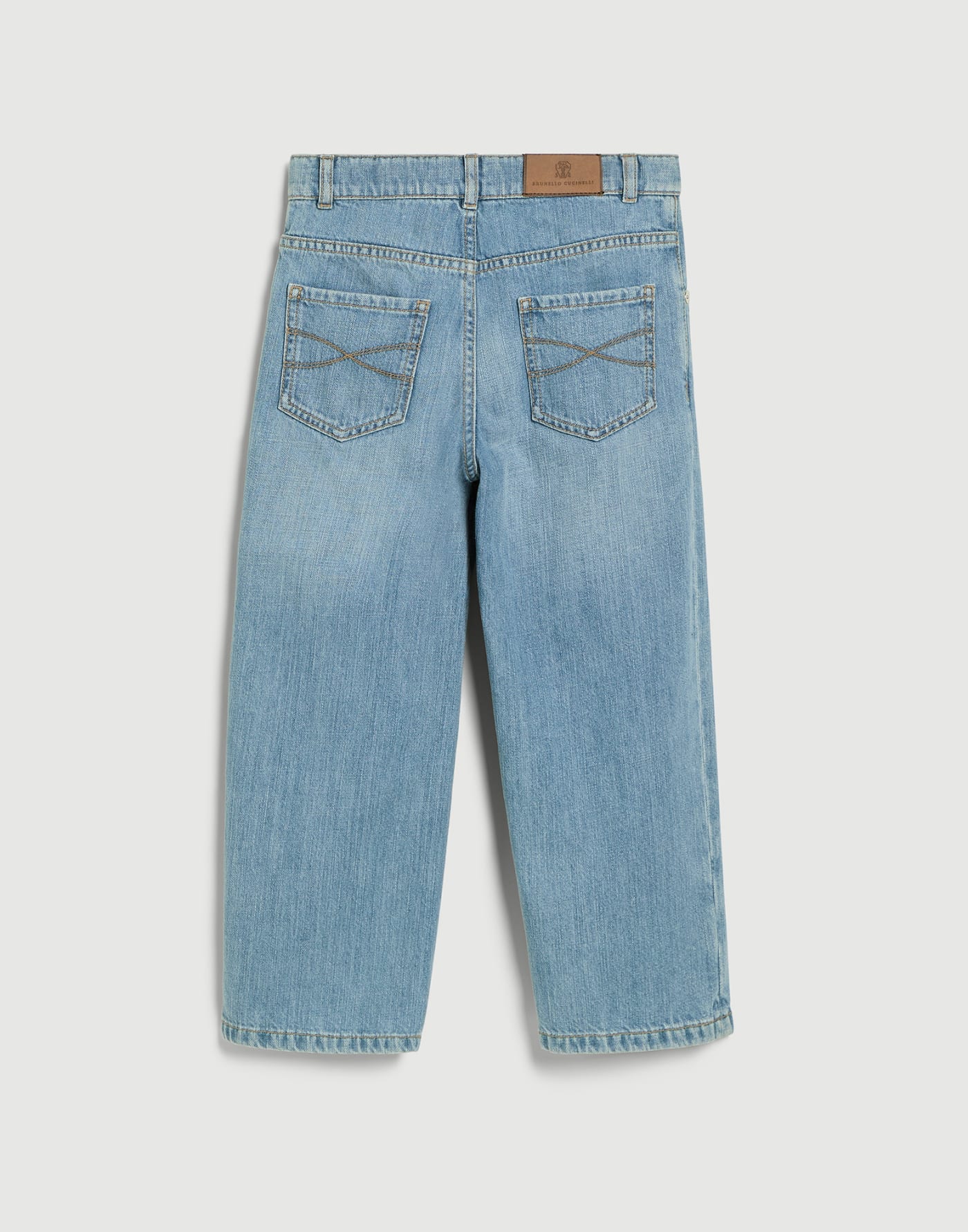 Pantalone Baggy in denim leggero Denim Chiaro Bambino - Brunello Cucinelli