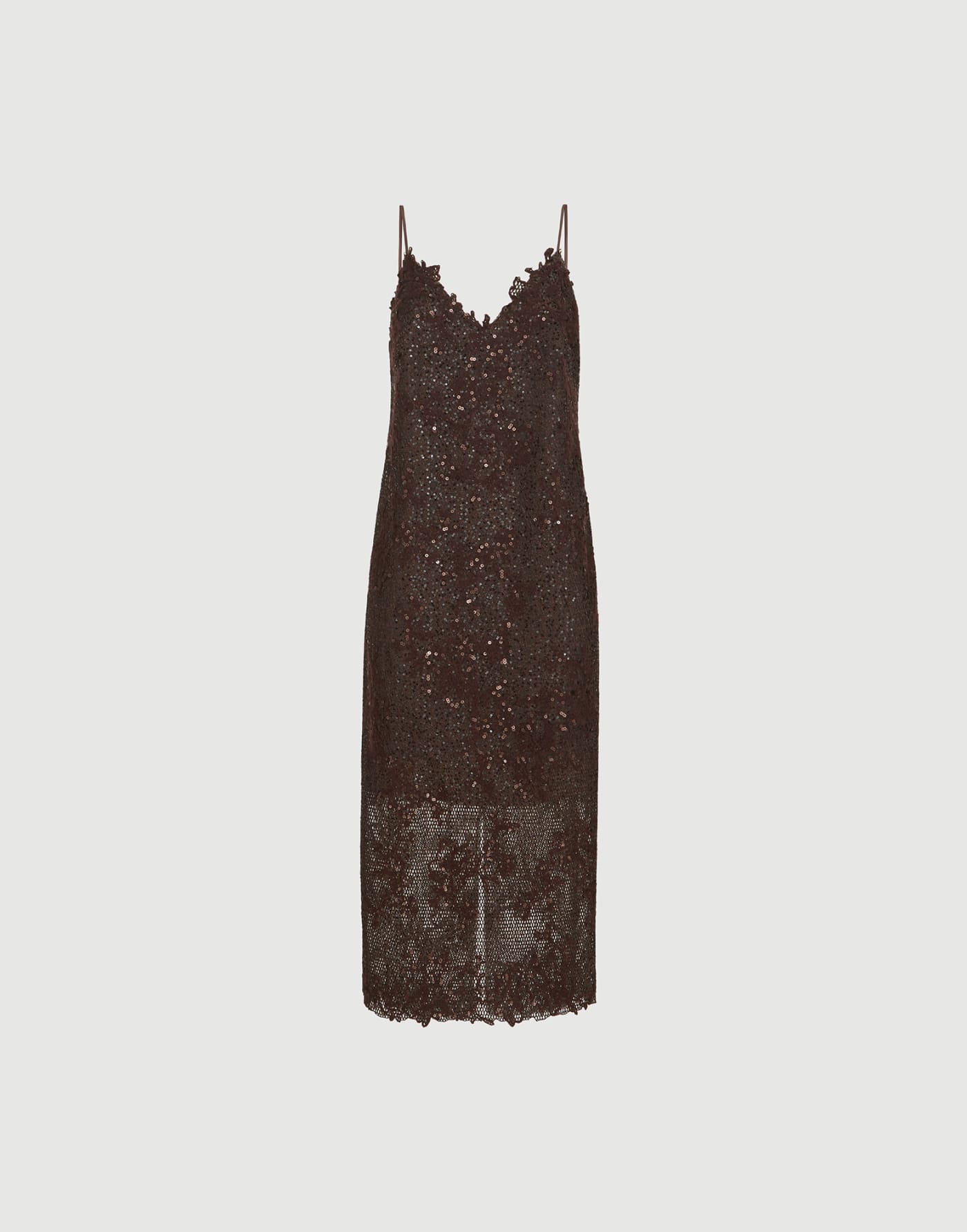 Dazzling lace embroidery dress Brown Gianduia Woman - Brunello Cucinelli