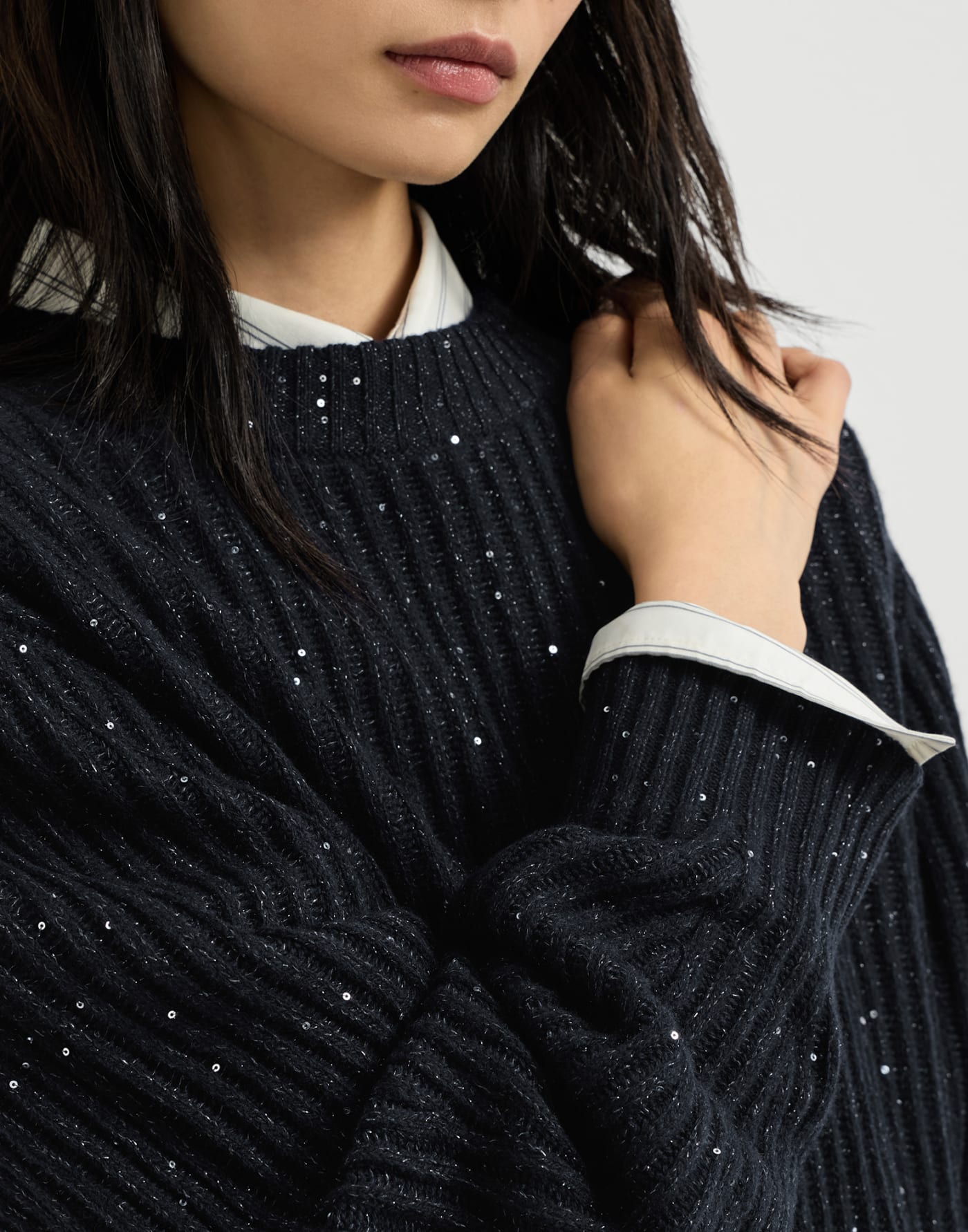 Pullover aus Kaschmir und Wolle Kobaltblau Damen - Brunello Cucinelli