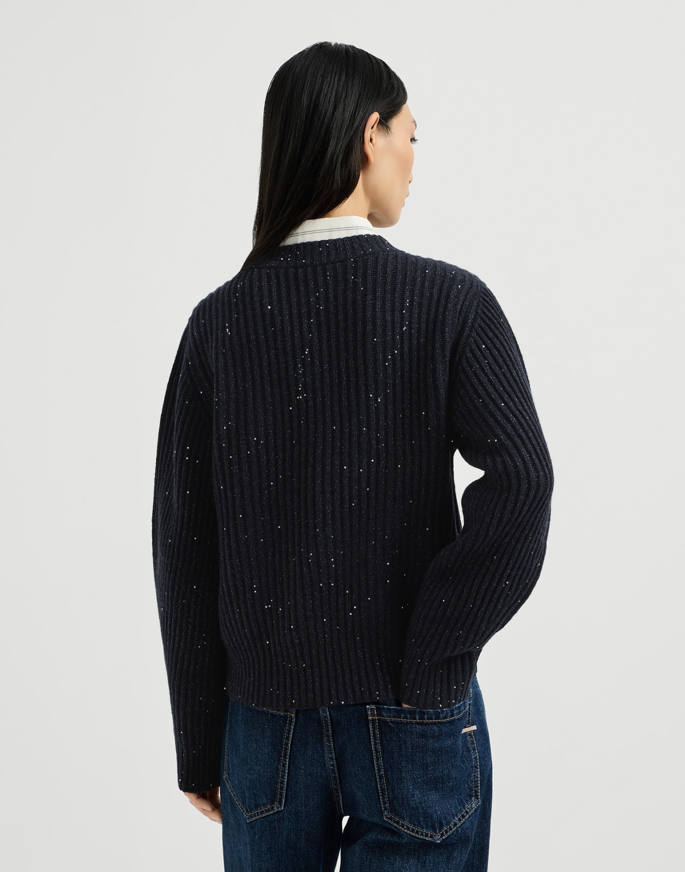 Pullover aus Kaschmir und Wolle Kobaltblau Damen - Brunello Cucinelli