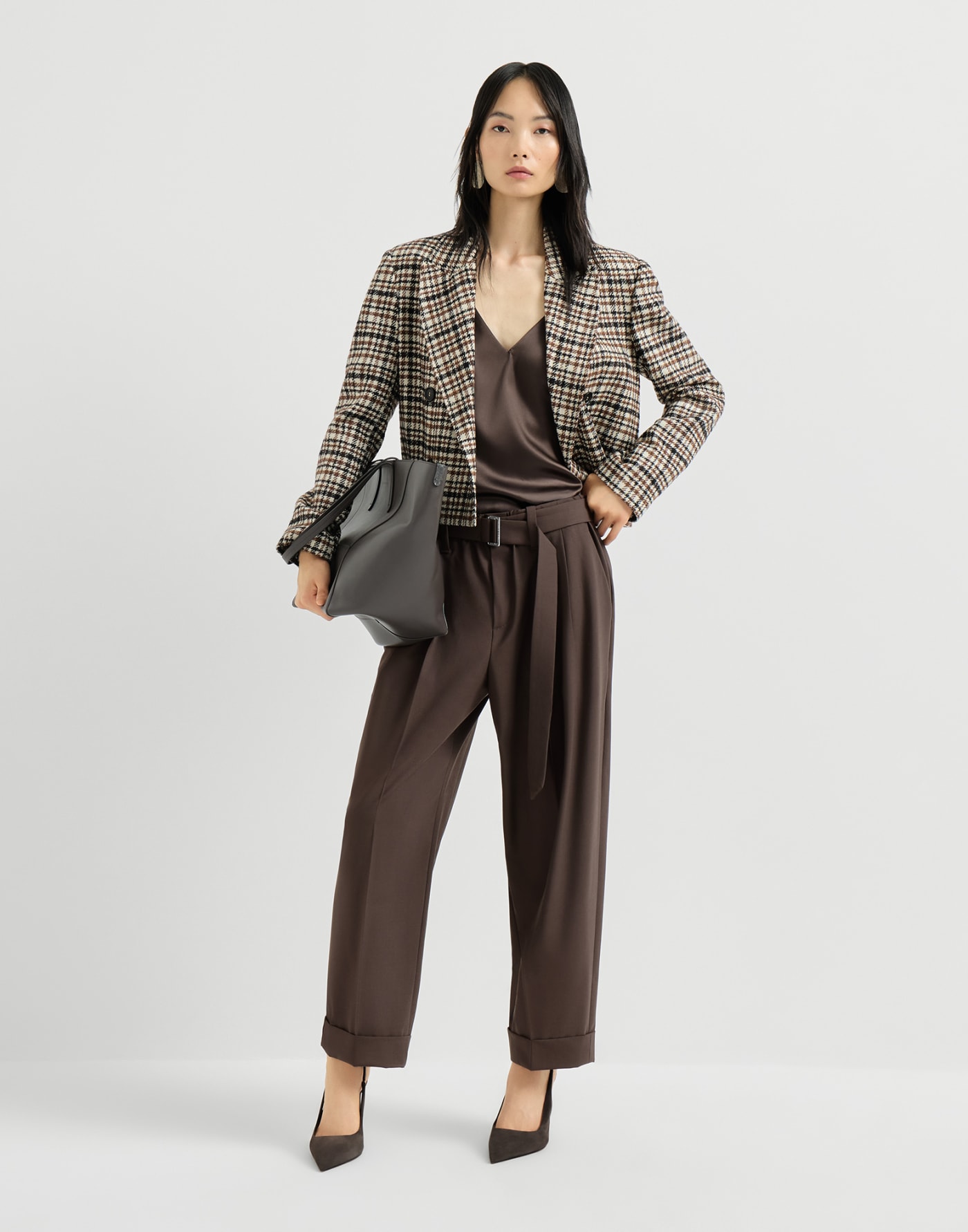 Sartorial Baggy trousers Coffee Woman - Brunello Cucinelli