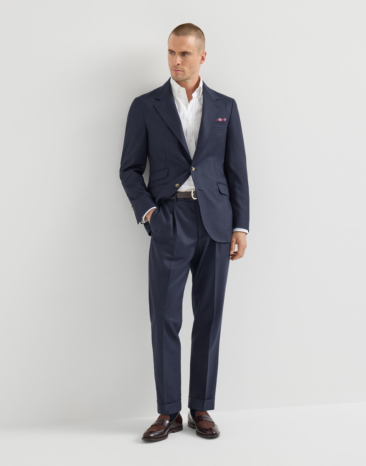 Flannel Leisure fit suit Blue Man - Brunello Cucinelli