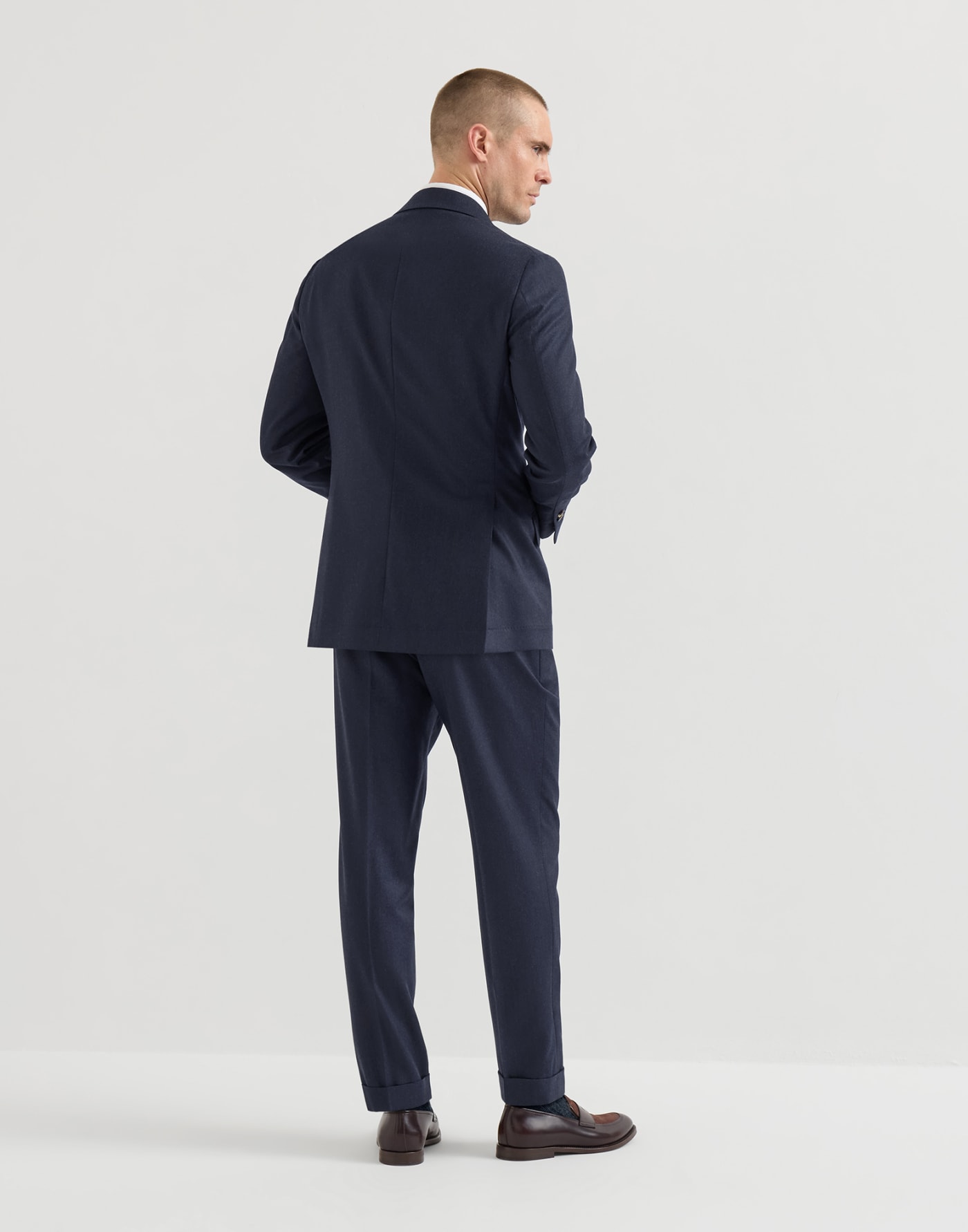 Flannel Leisure fit suit Blue Man - Brunello Cucinelli