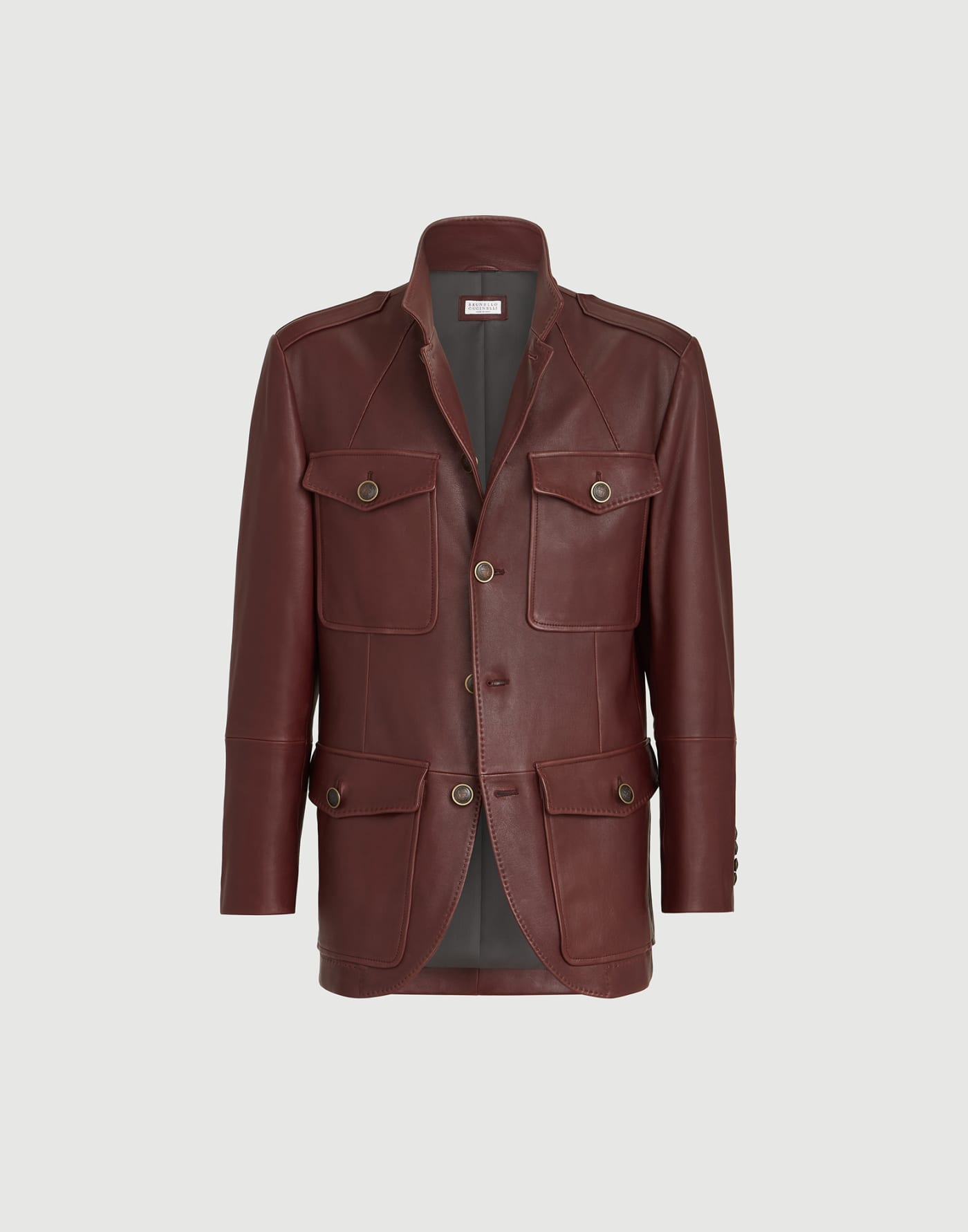 Polished nappa leather blazer Bordeaux Man - Brunello Cucinelli