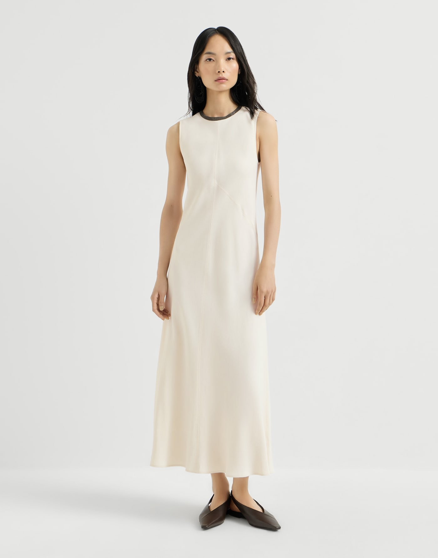 Fluid twill dress Milk Woman - Brunello Cucinelli