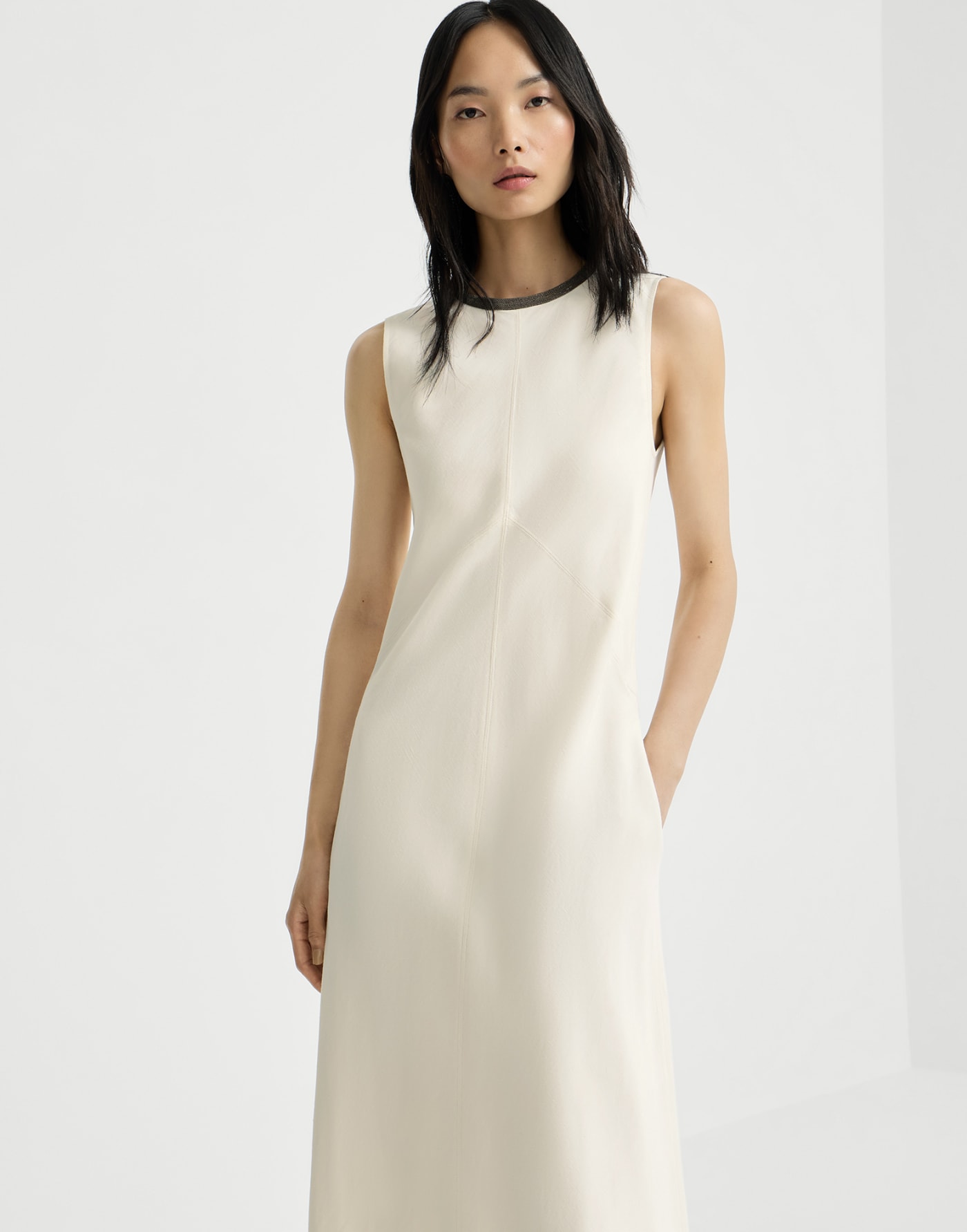 Fluid twill dress Milk Woman - Brunello Cucinelli