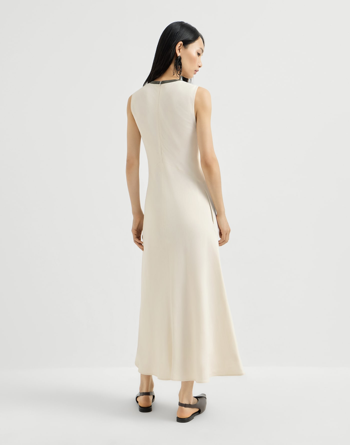 Fluid twill dress Milk Woman - Brunello Cucinelli
