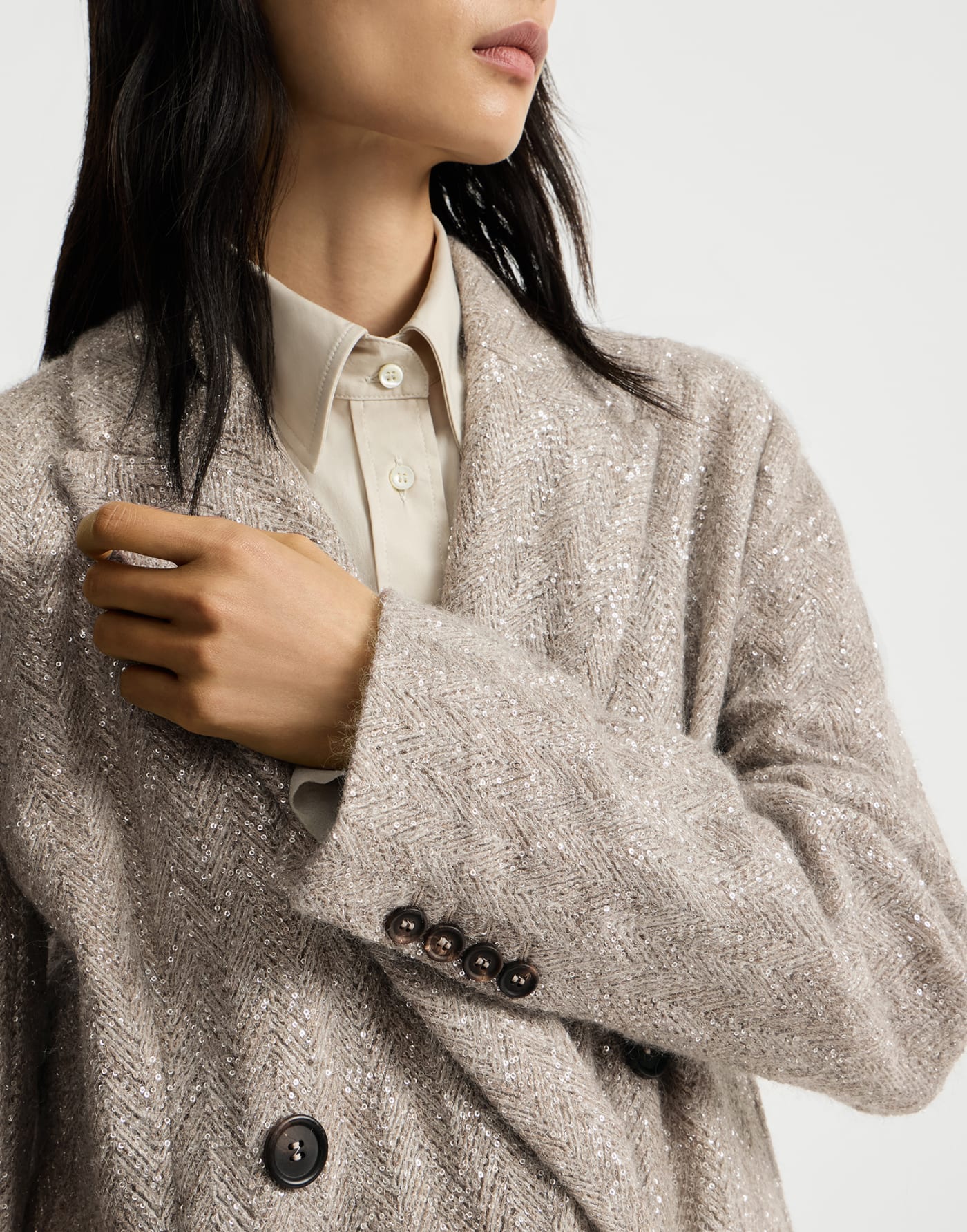 Dazzling chevron embroidery blazer Rope Woman - Brunello Cucinelli
