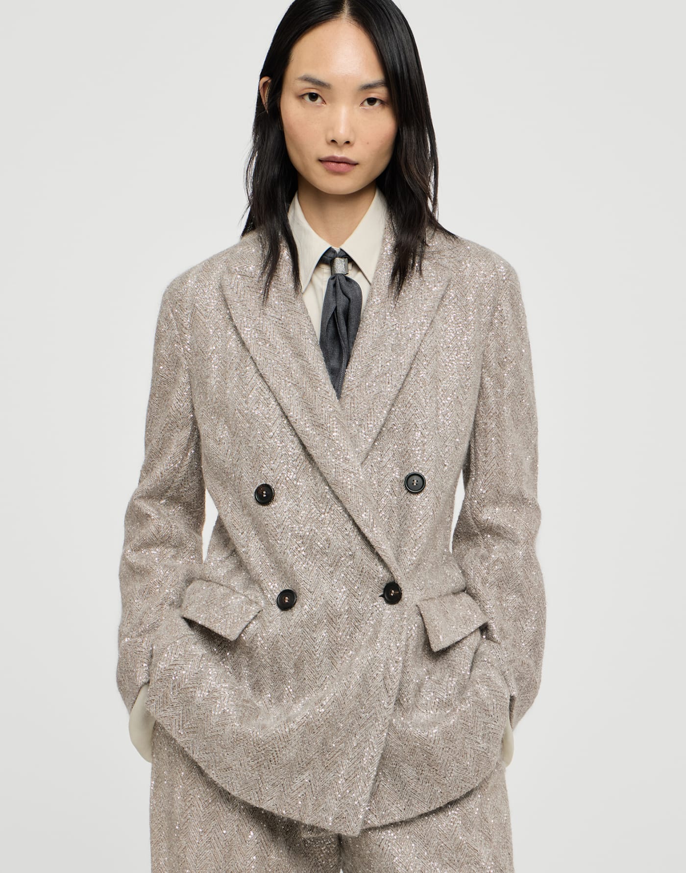 Dazzling chevron embroidery blazer Rope Woman - Brunello Cucinelli
