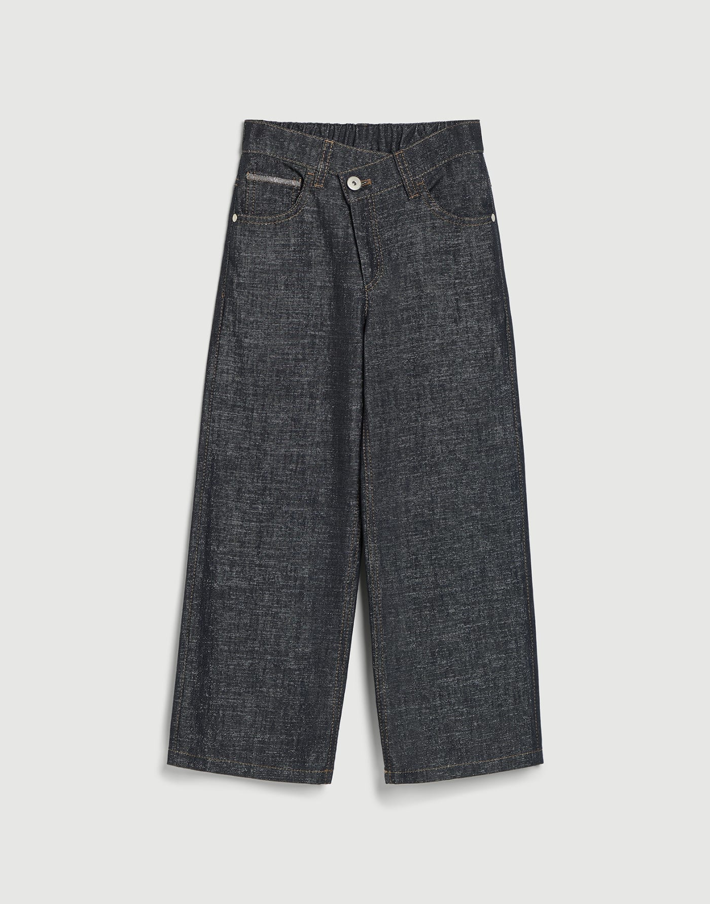 Denim wrap-effect trousers Dark Denim Girls - Brunello Cucinelli