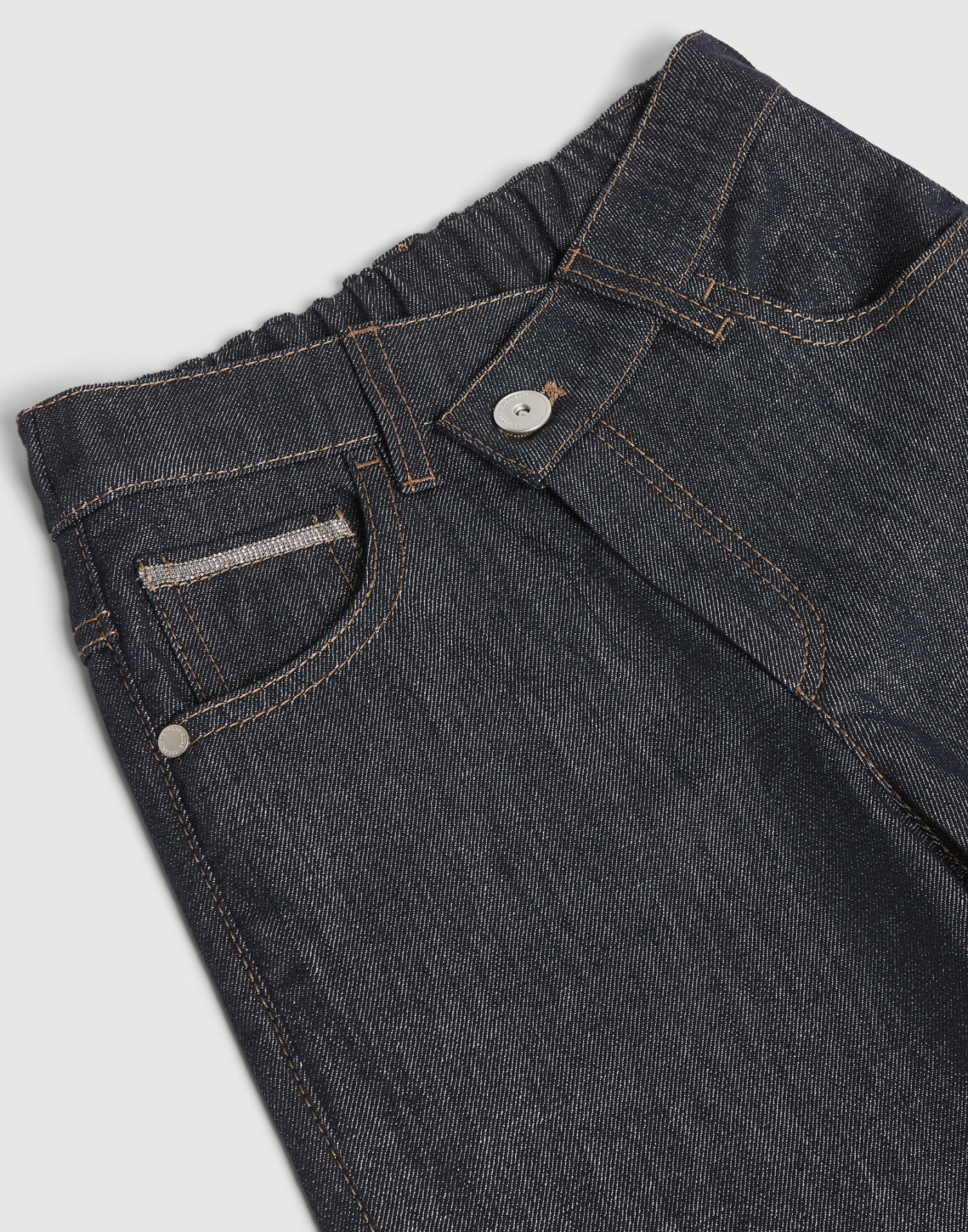 Denim wrap-effect trousers Dark Denim Girls - Brunello Cucinelli