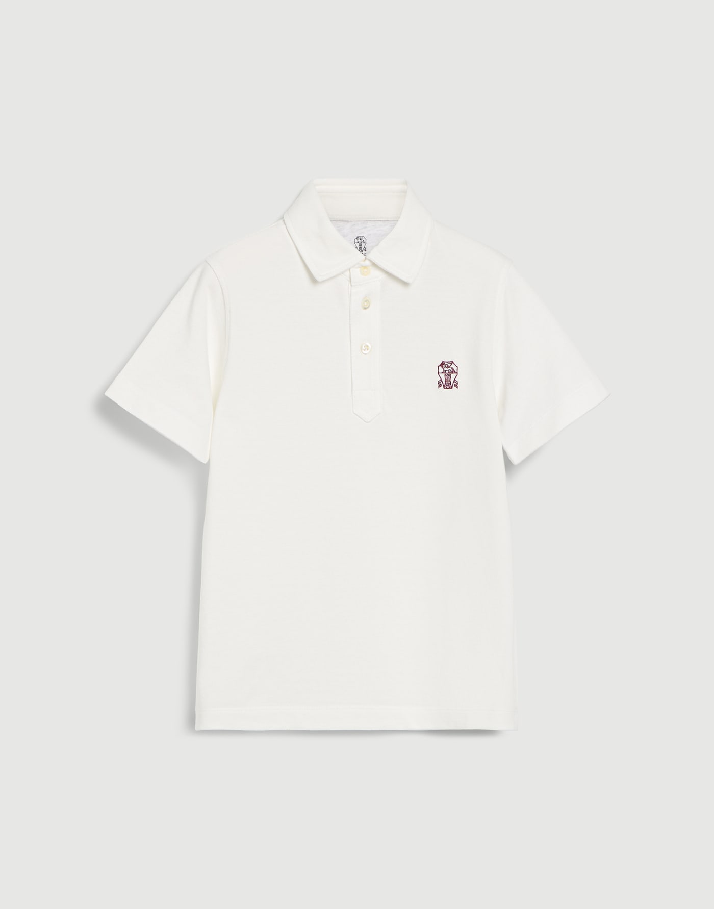 珠地面料 Polo 衫 灰白色 男童 - Brunello Cucinelli