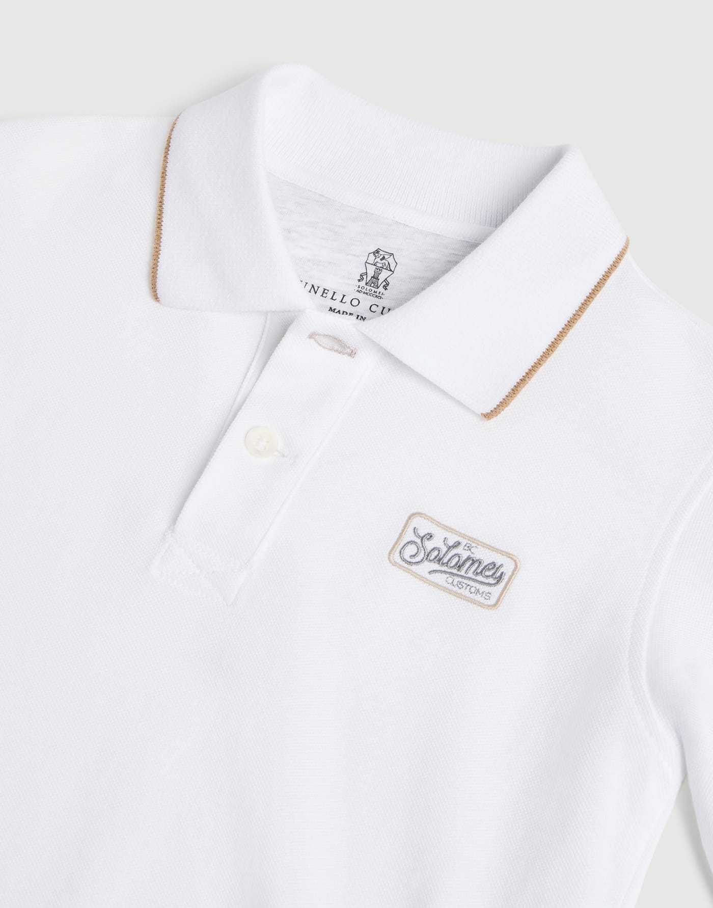 Piqué long sleeve polo shirt White Boys - Brunello Cucinelli