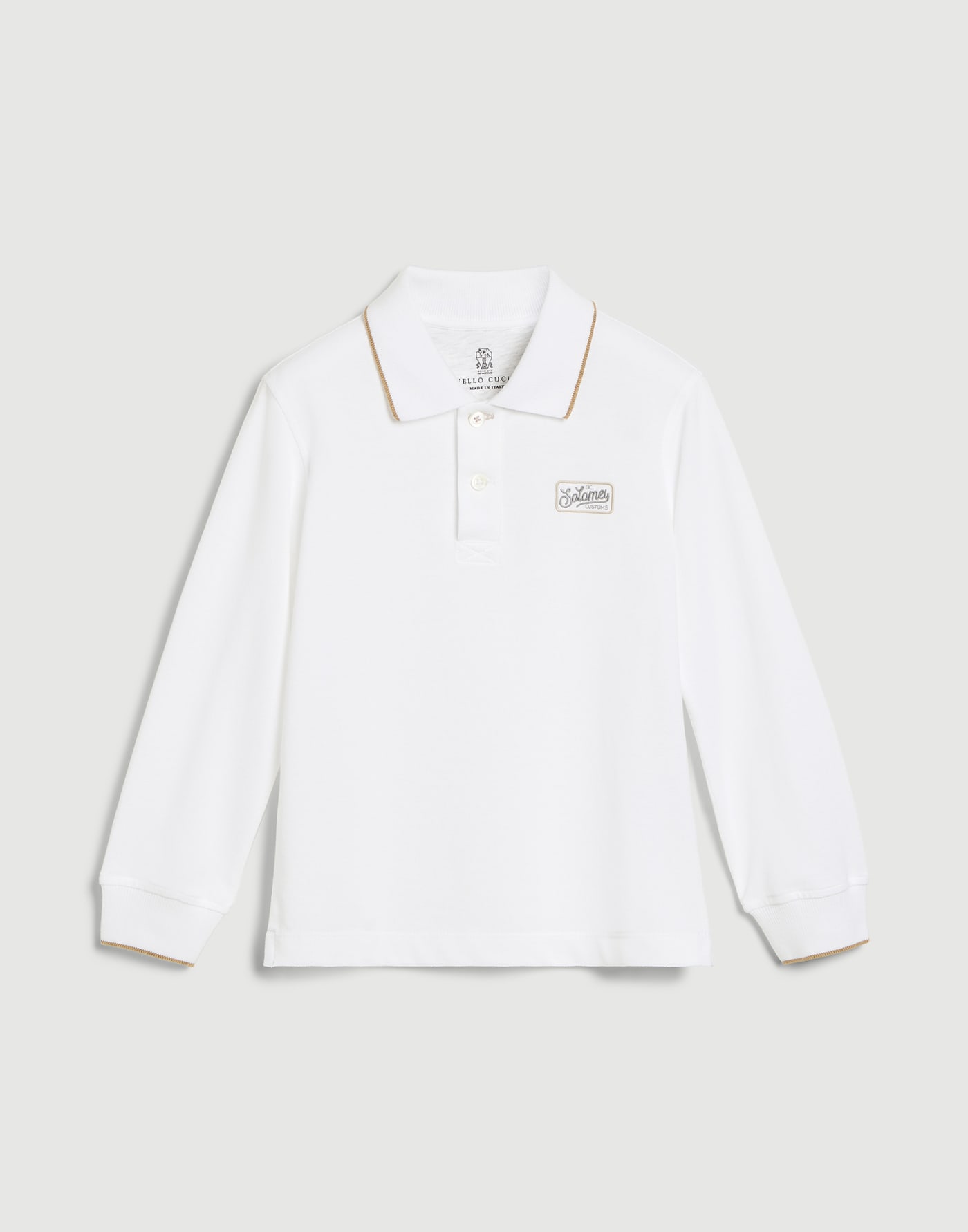 Piqué long sleeve polo shirt White Boys - Brunello Cucinelli