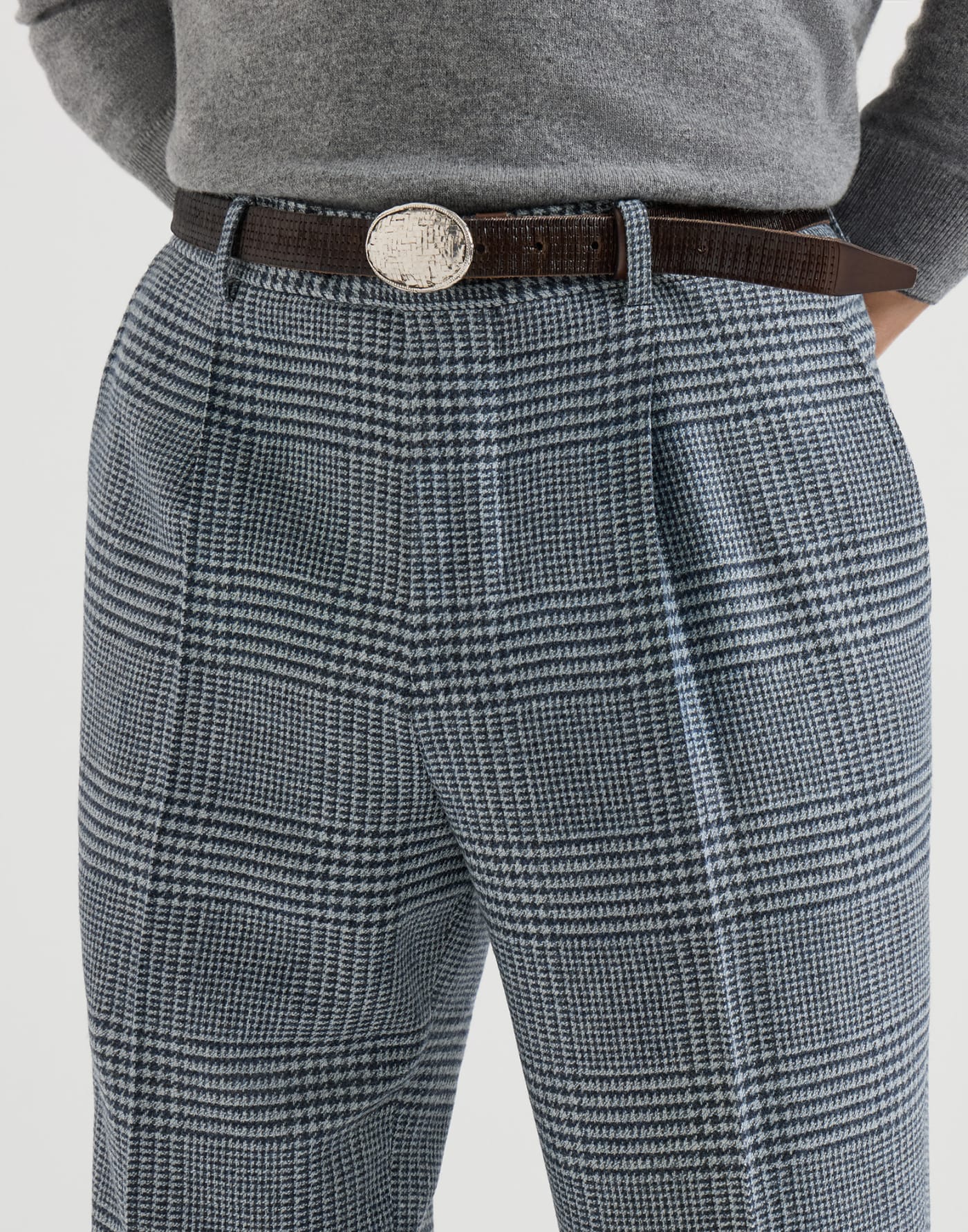 Hose in Prince-of-Wales-Karo Himmelblau Herren - Brunello Cucinelli