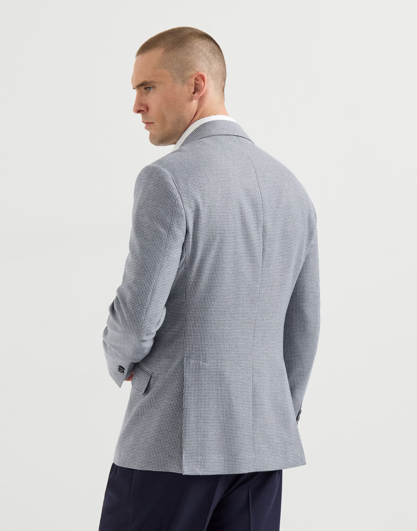 Blazer en franela motivo pata de gallo Cerúleo Hombre - Brunello Cucinelli