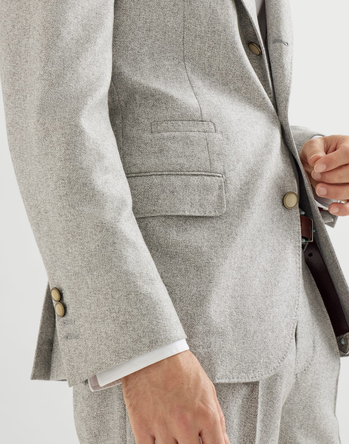 Blazer en tweed de seda y cachemir Gris Lignito Hombre - Brunello Cucinelli