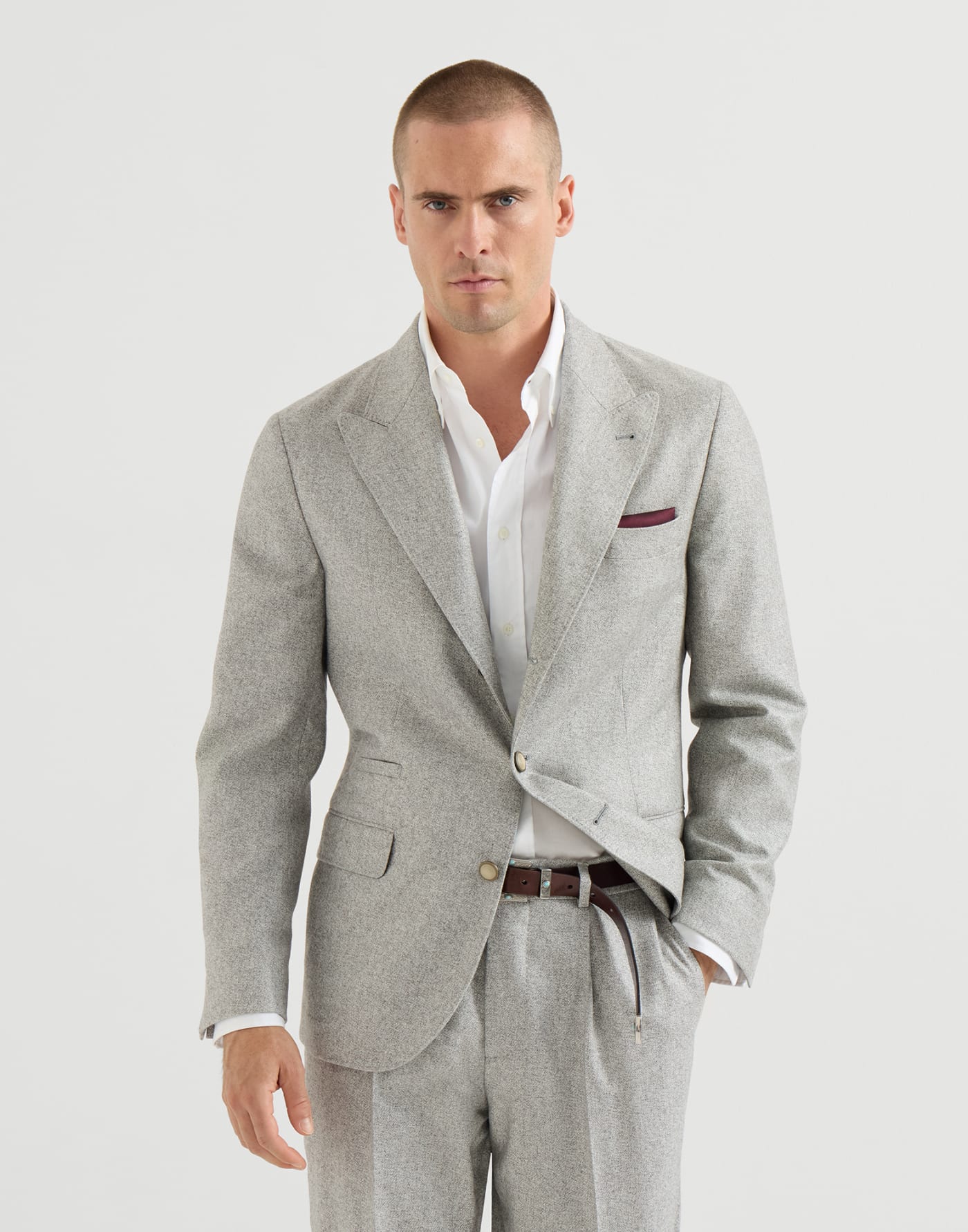 Blazer en tweed de seda y cachemir Gris Lignito Hombre - Brunello Cucinelli