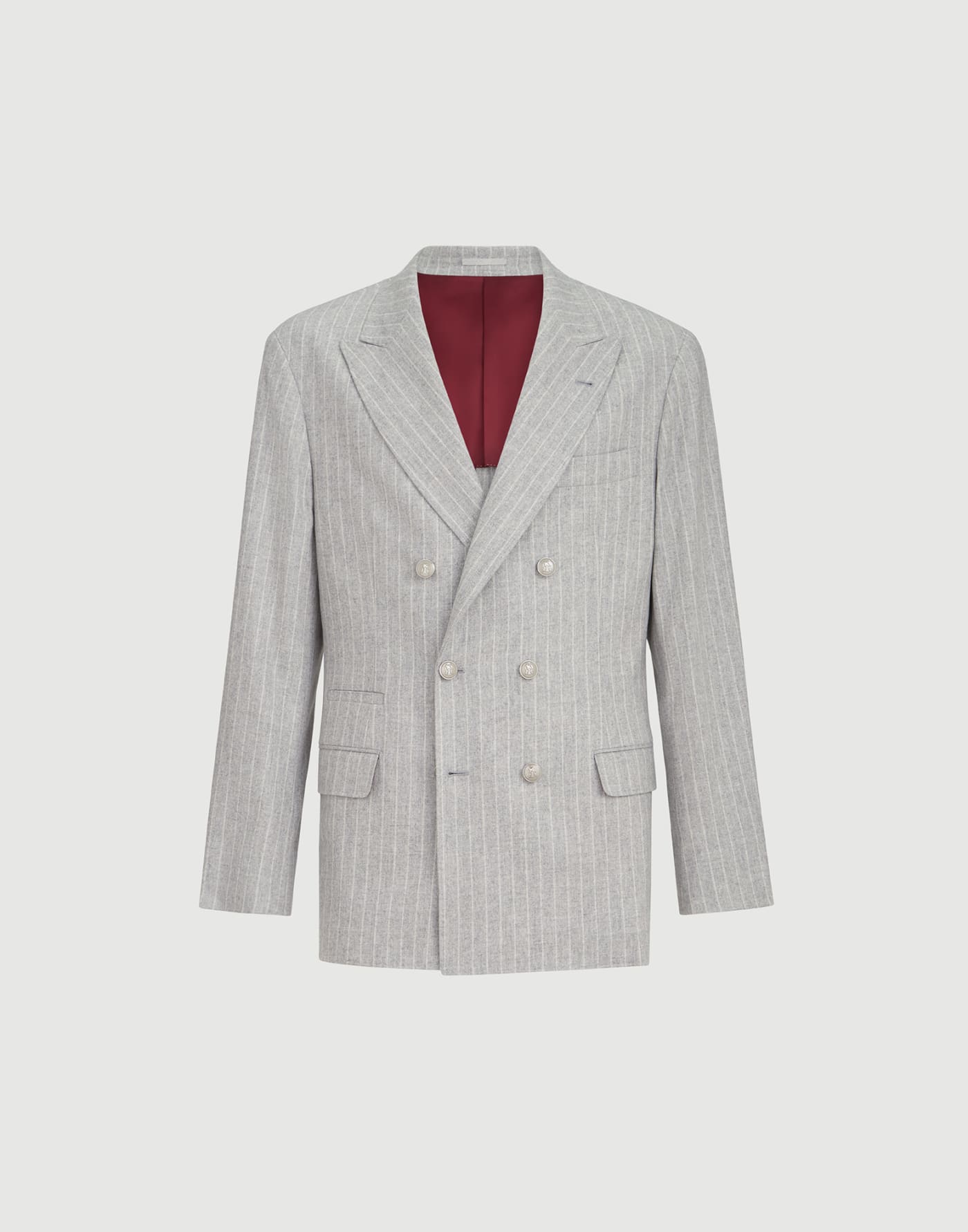 Chalk stripe flannel deconstructed blazer Light Grey Man - Brunello Cucinelli