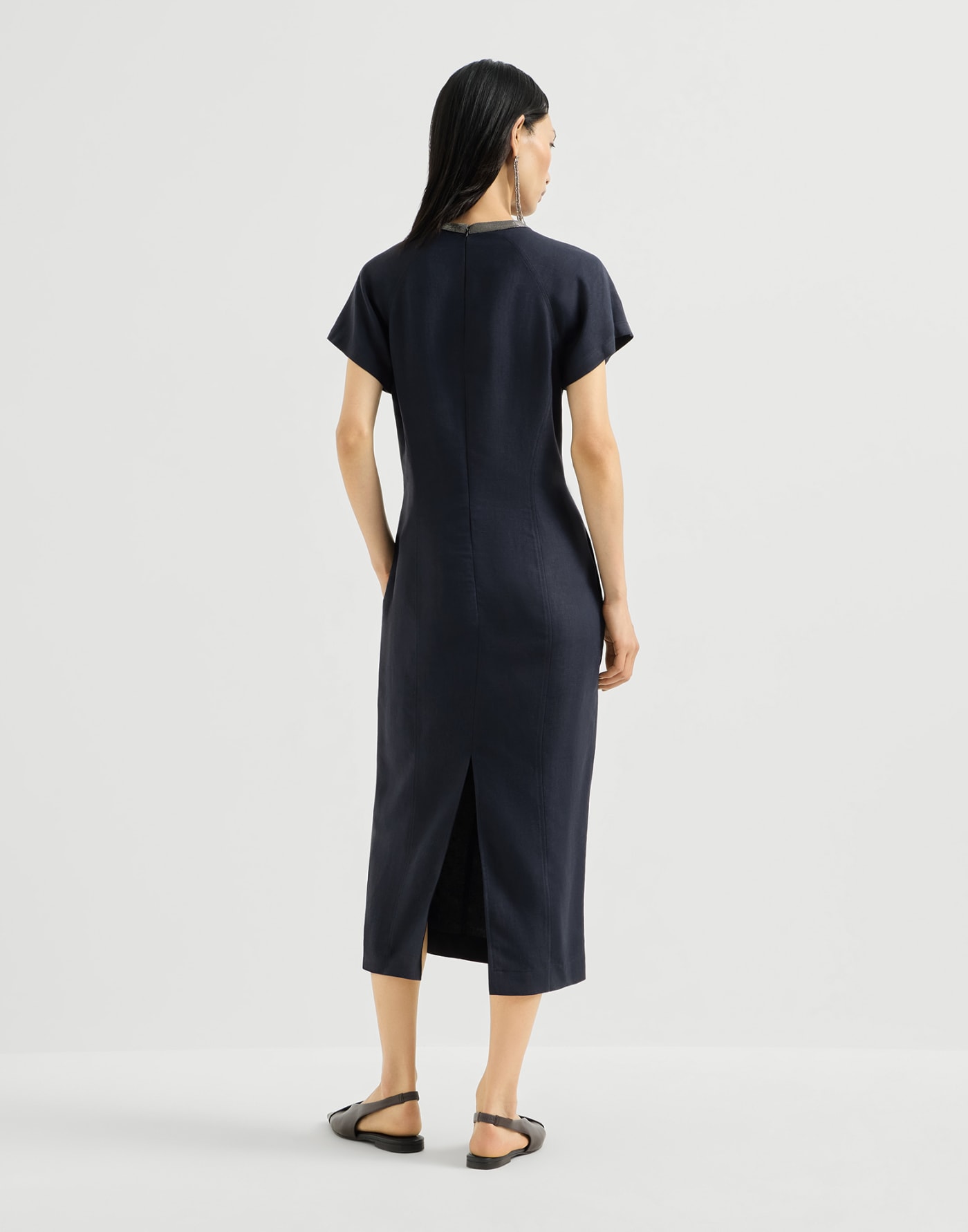Fluid twill dress Blue Woman - Brunello Cucinelli
