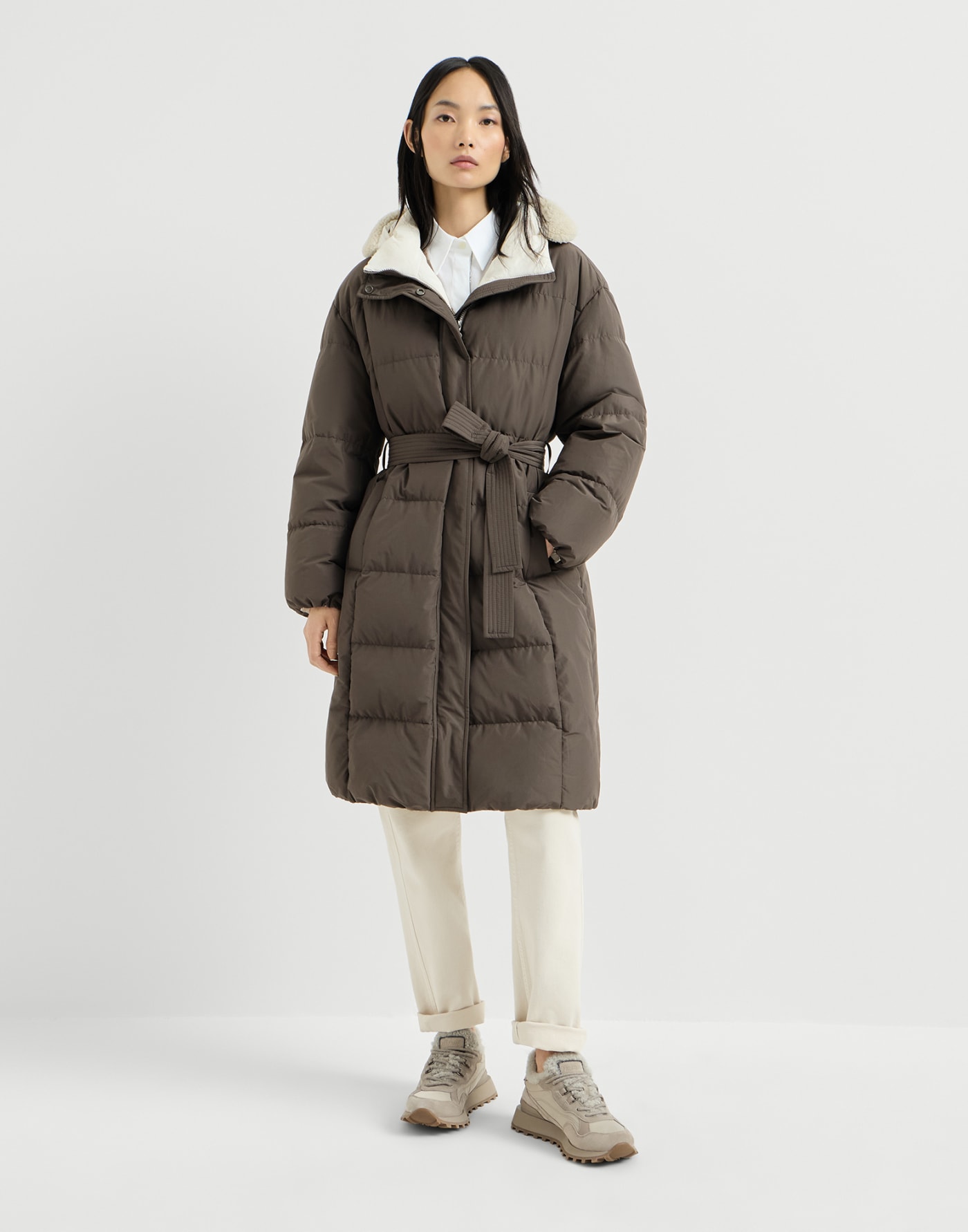 Taffeta down jacket Brown Woman - Brunello Cucinelli
