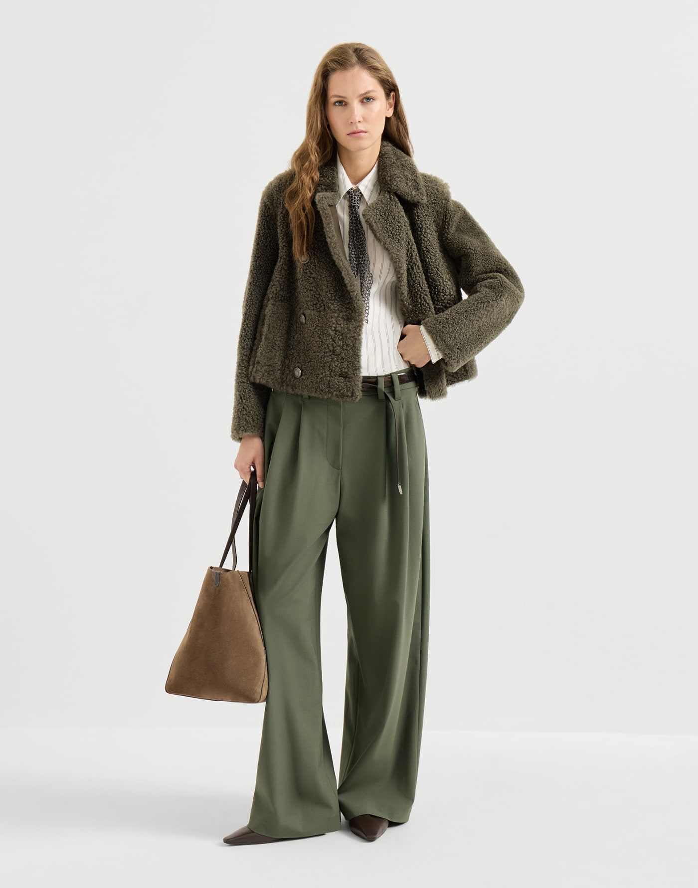 Tropical luxury wool trousers Green Woman - Brunello Cucinelli