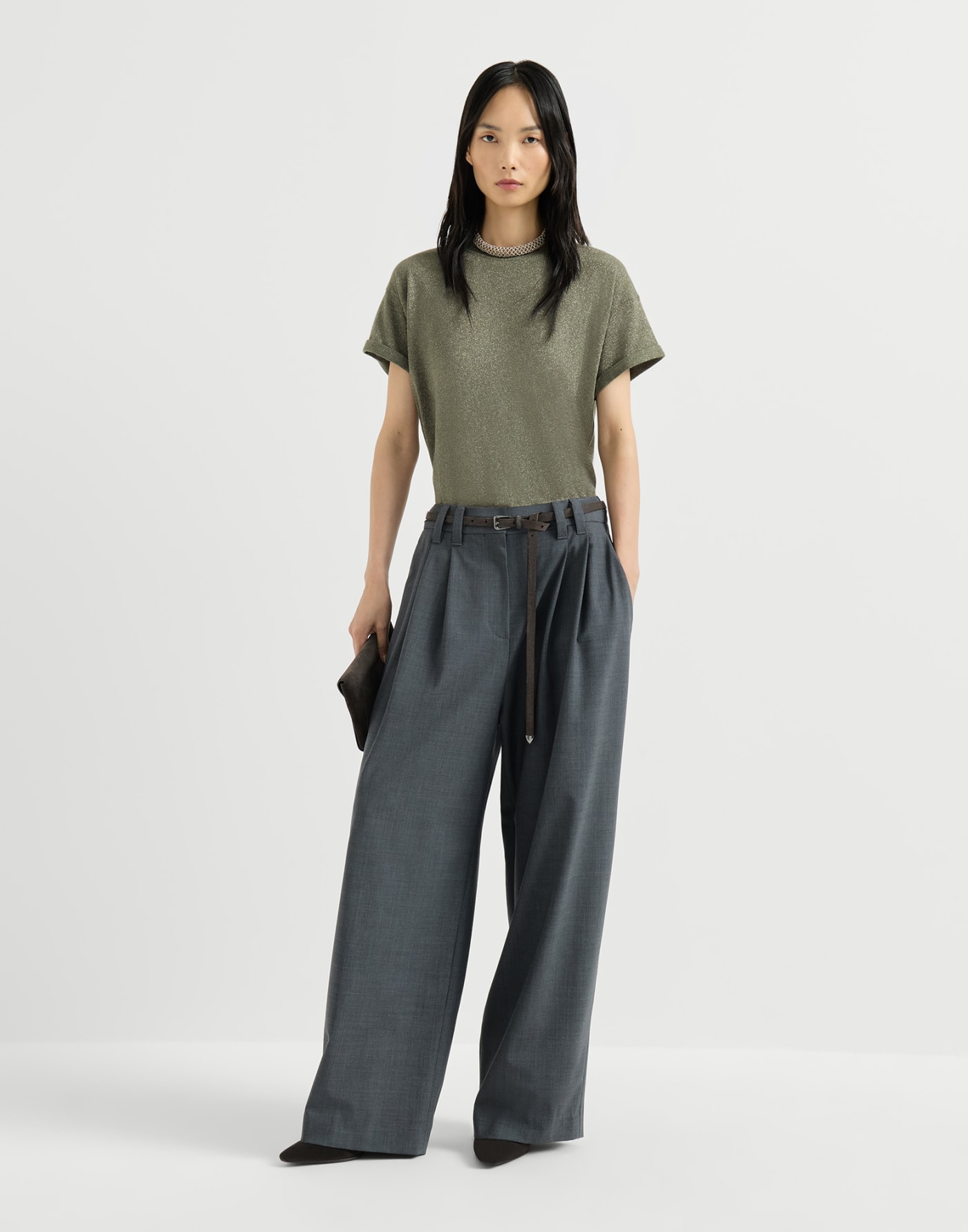 Cashmere and silk knit T-shirt Origano Woman - Brunello Cucinelli