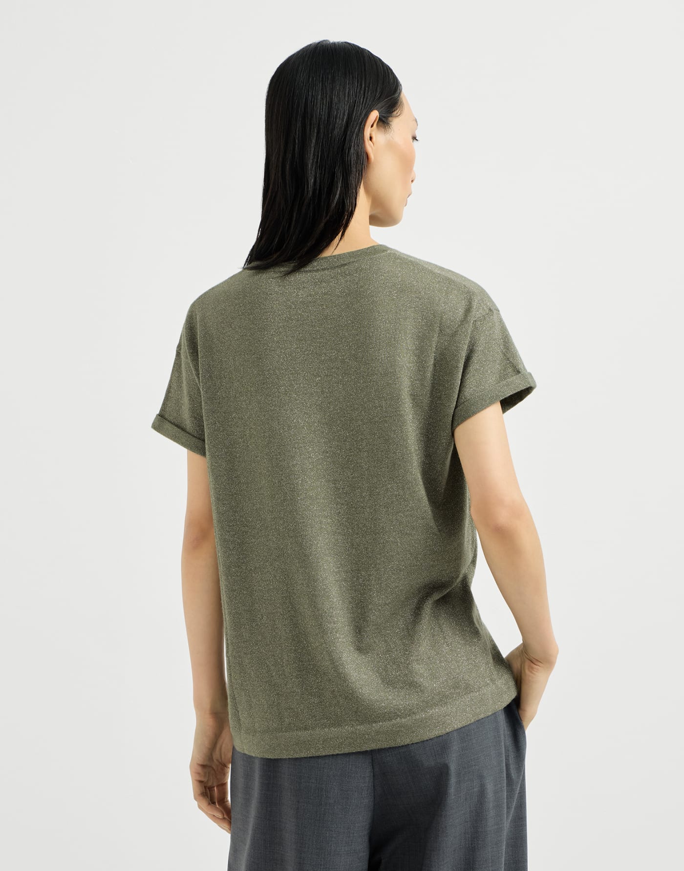Cashmere and silk knit T-shirt Origano Woman - Brunello Cucinelli