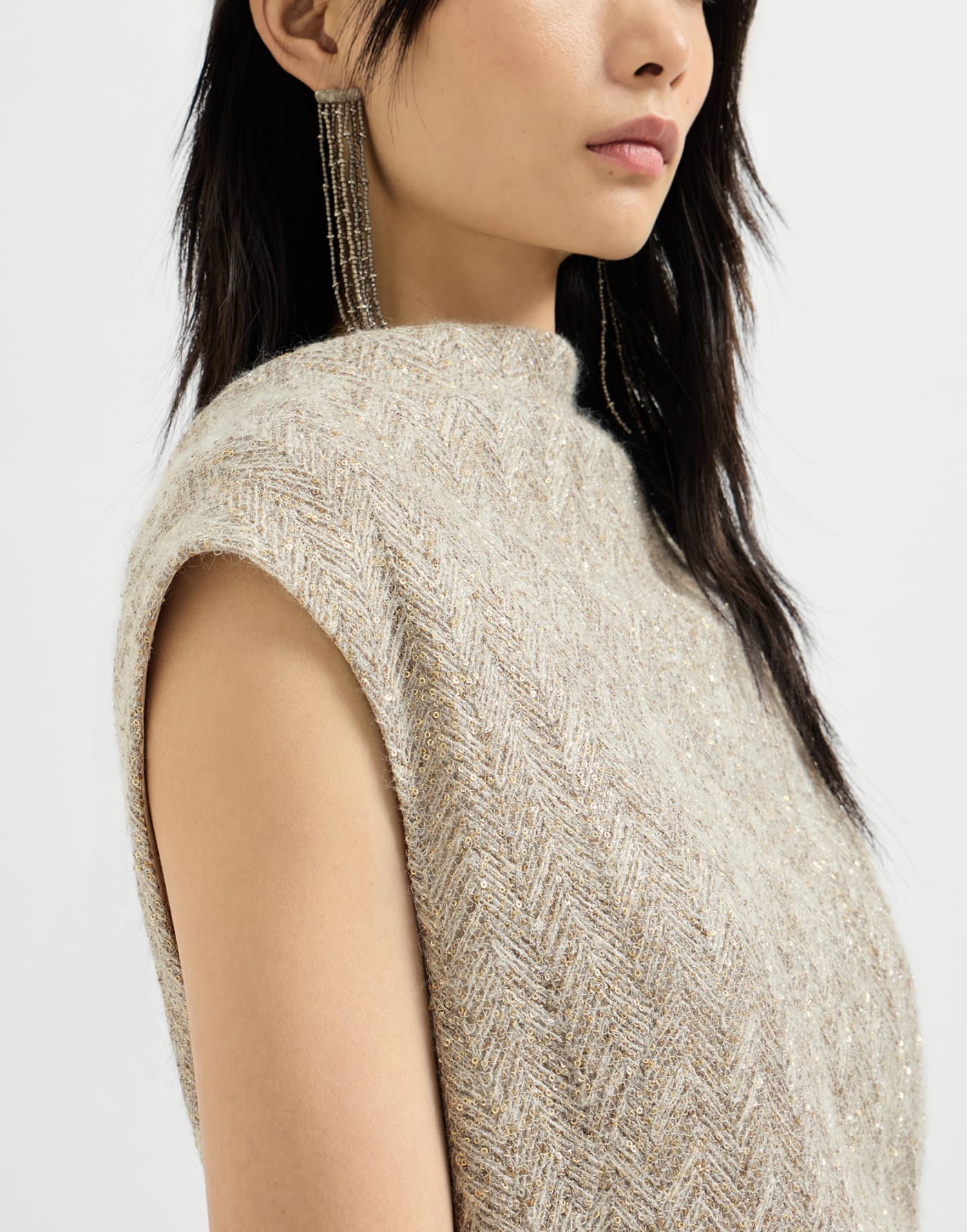 Dazzling chevron embroidery dress Rope Woman - Brunello Cucinelli
