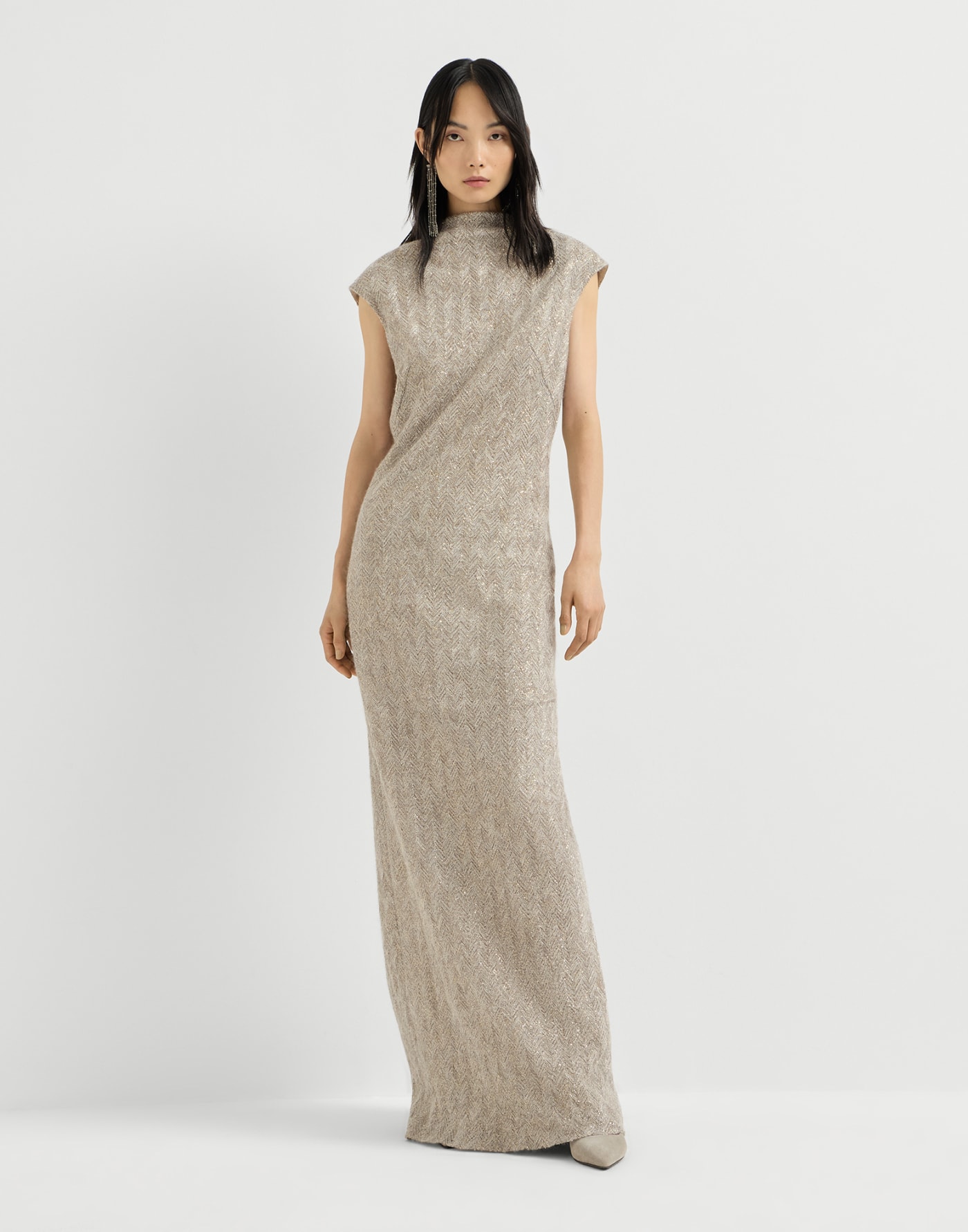 Dazzling chevron embroidery dress Rope Woman - Brunello Cucinelli