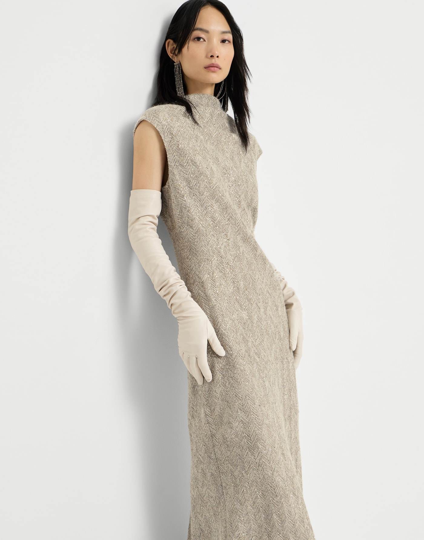 Dazzling chevron embroidery dress Rope Woman - Brunello Cucinelli